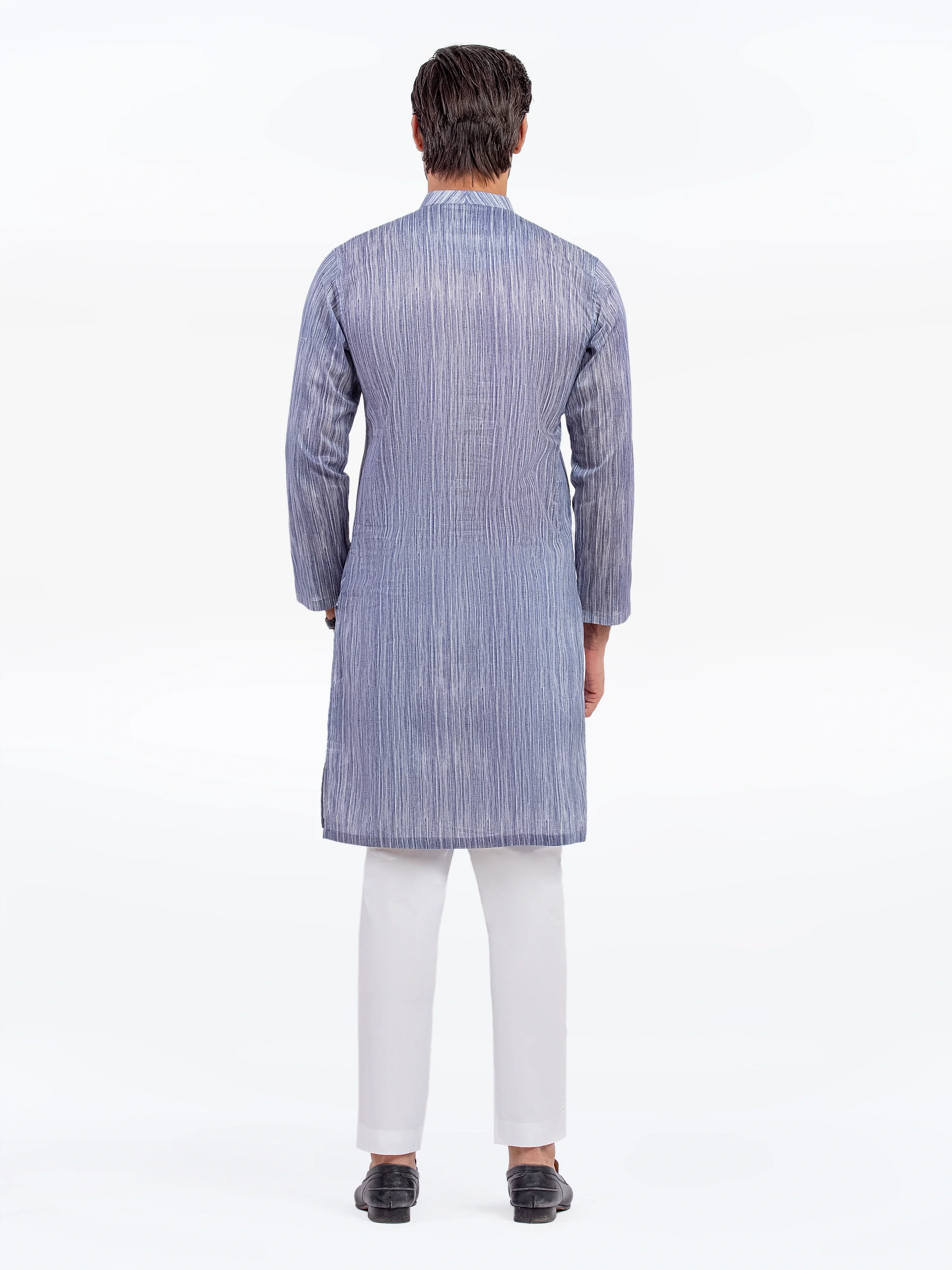 Men's Navy & White Kurta - EMTK5-99572 - Image 5