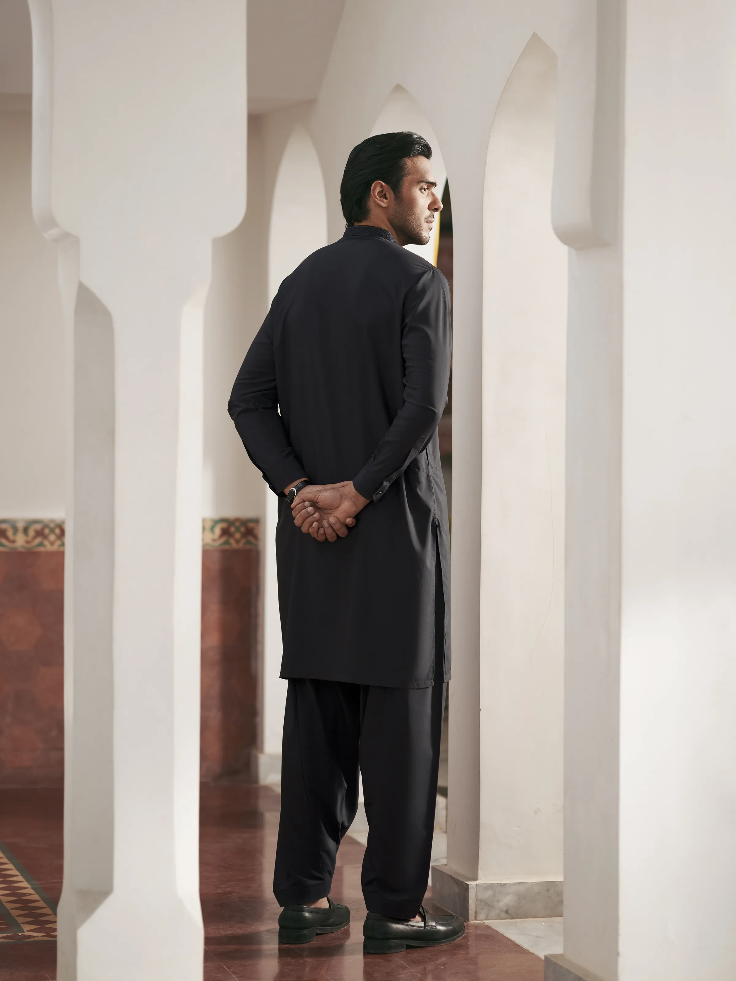 Men's Night Blue Shalwar Kameez - EMTKS5-41202 - Image 6
