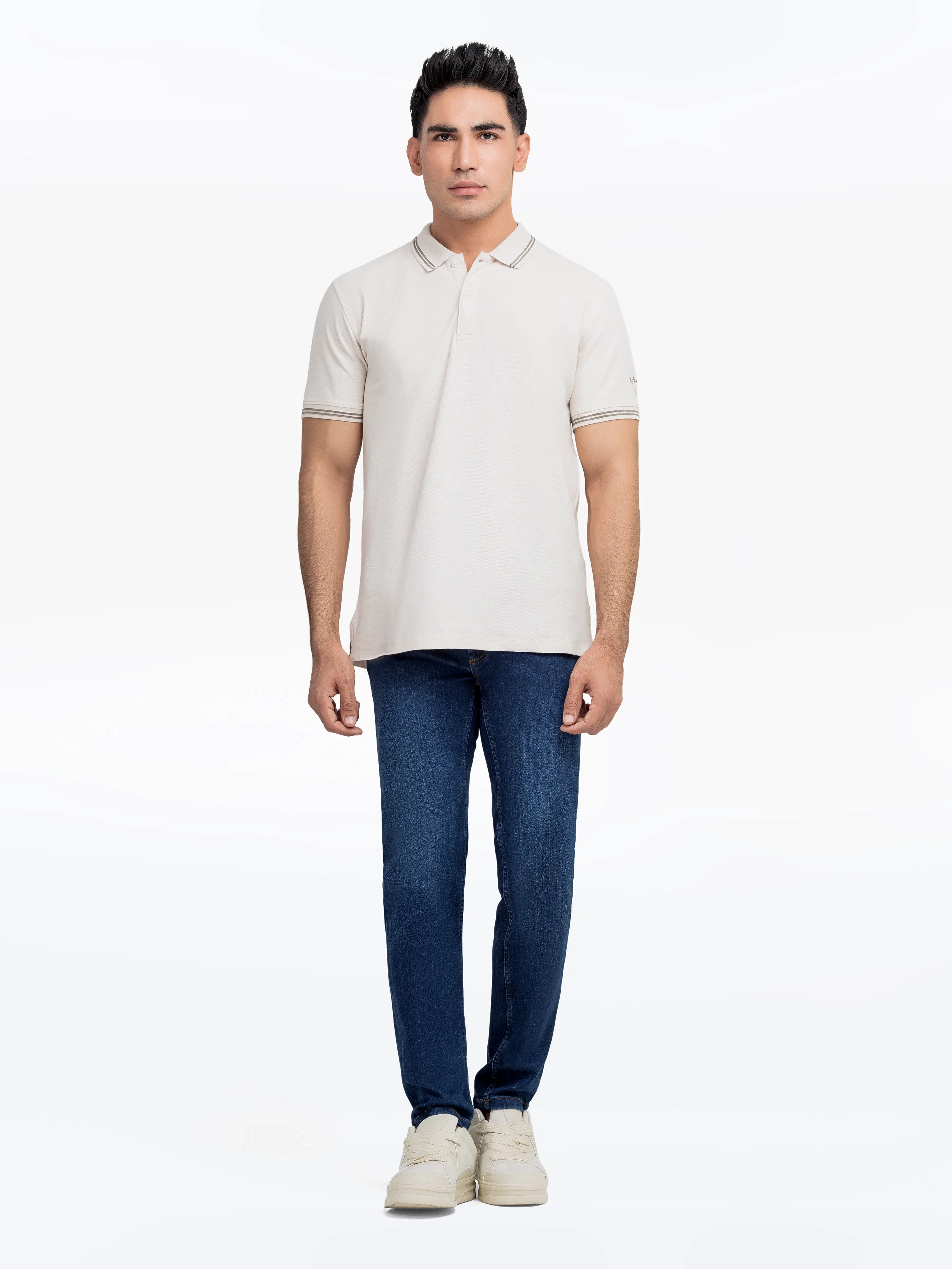 Men's Oatmeal Polo Shirt - EMTPS24-018 - Image 2
