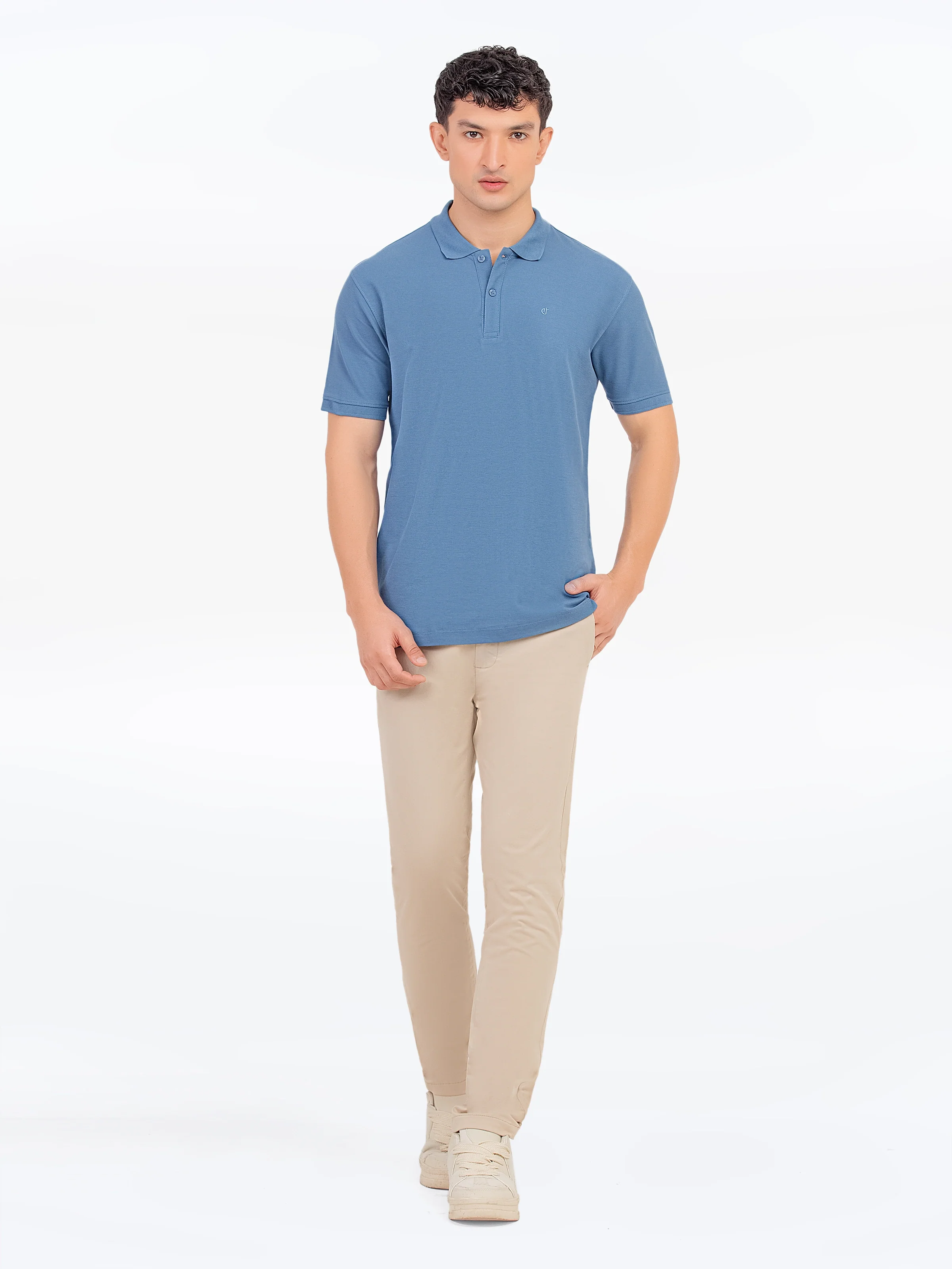 Men's Ocean Blue Polo Shirt - EMTPS5-055 - Image 2