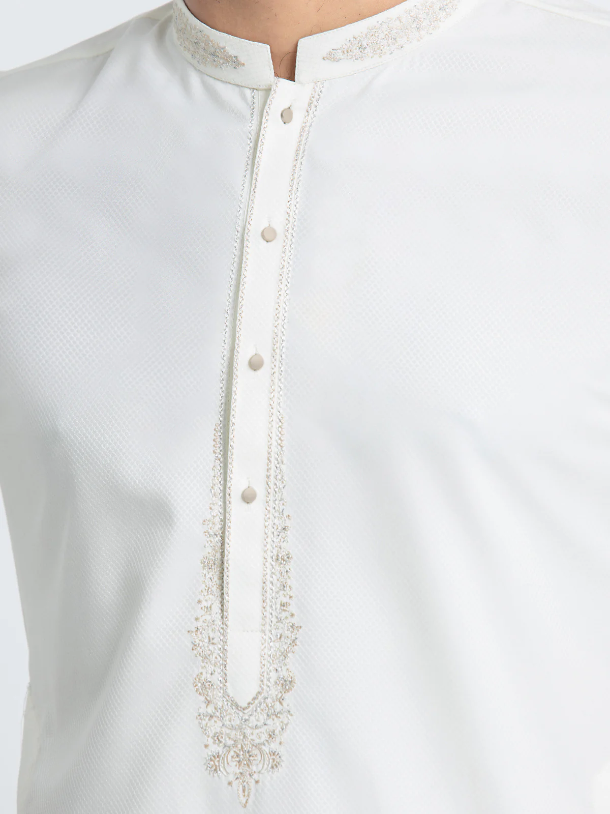 Men's Off White Kurta - EMTK24S-99444 - Image 2