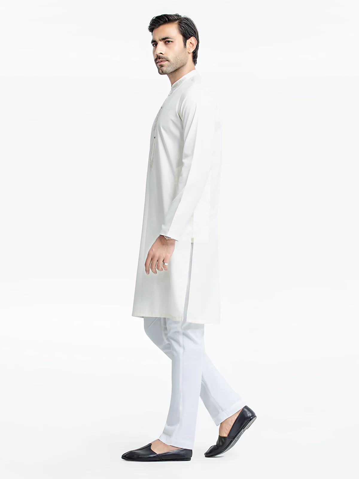 Men's Off White Kurta - EMTK24S-99444 - Image 4