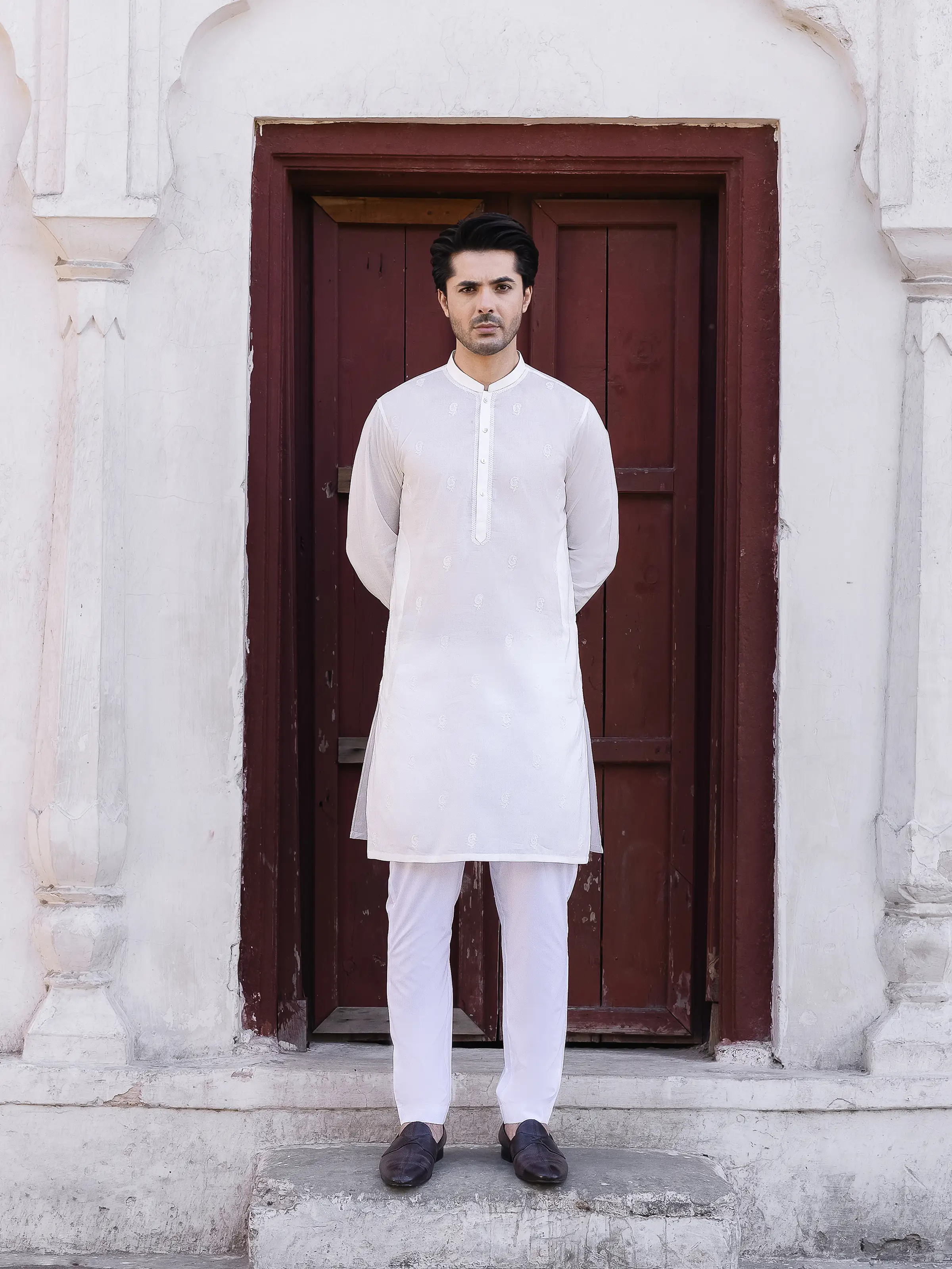 Men's Off White Kurta - EMTK25S-99489 - Image 5