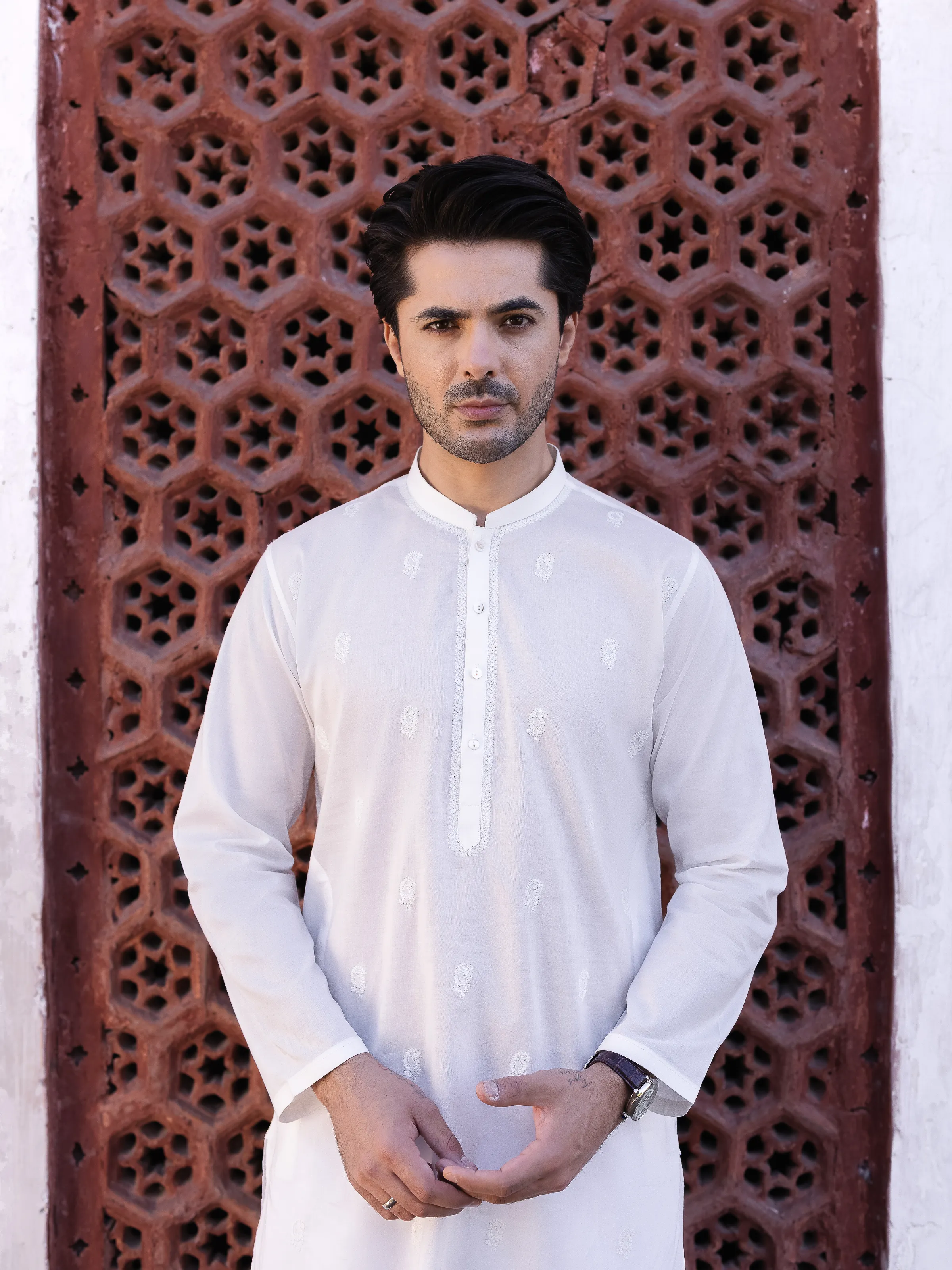 Men's Off White Kurta - EMTK25S-99489 - Image 6