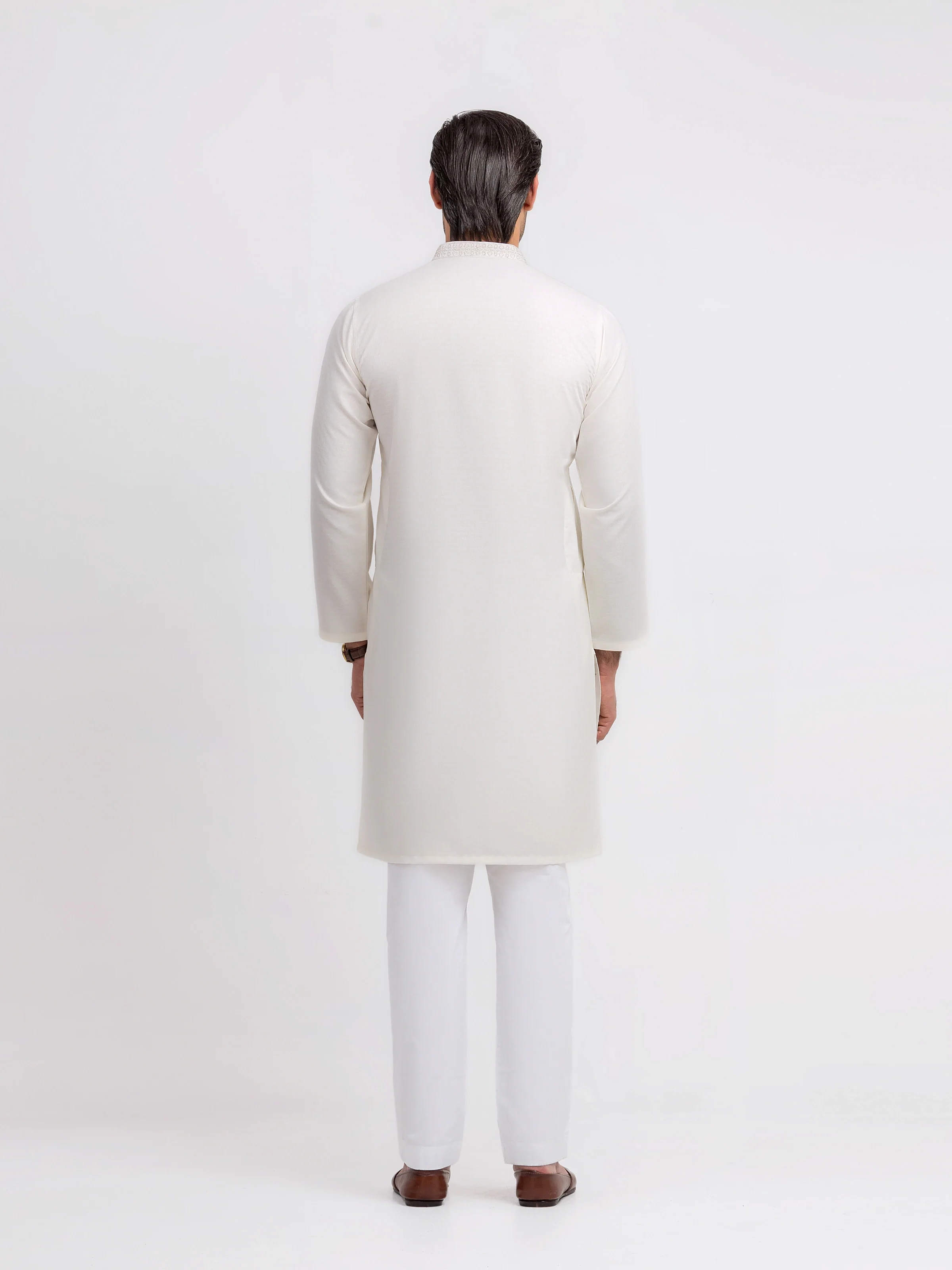 Men's Off White Kurta - EMTK5-99612 - Image 5