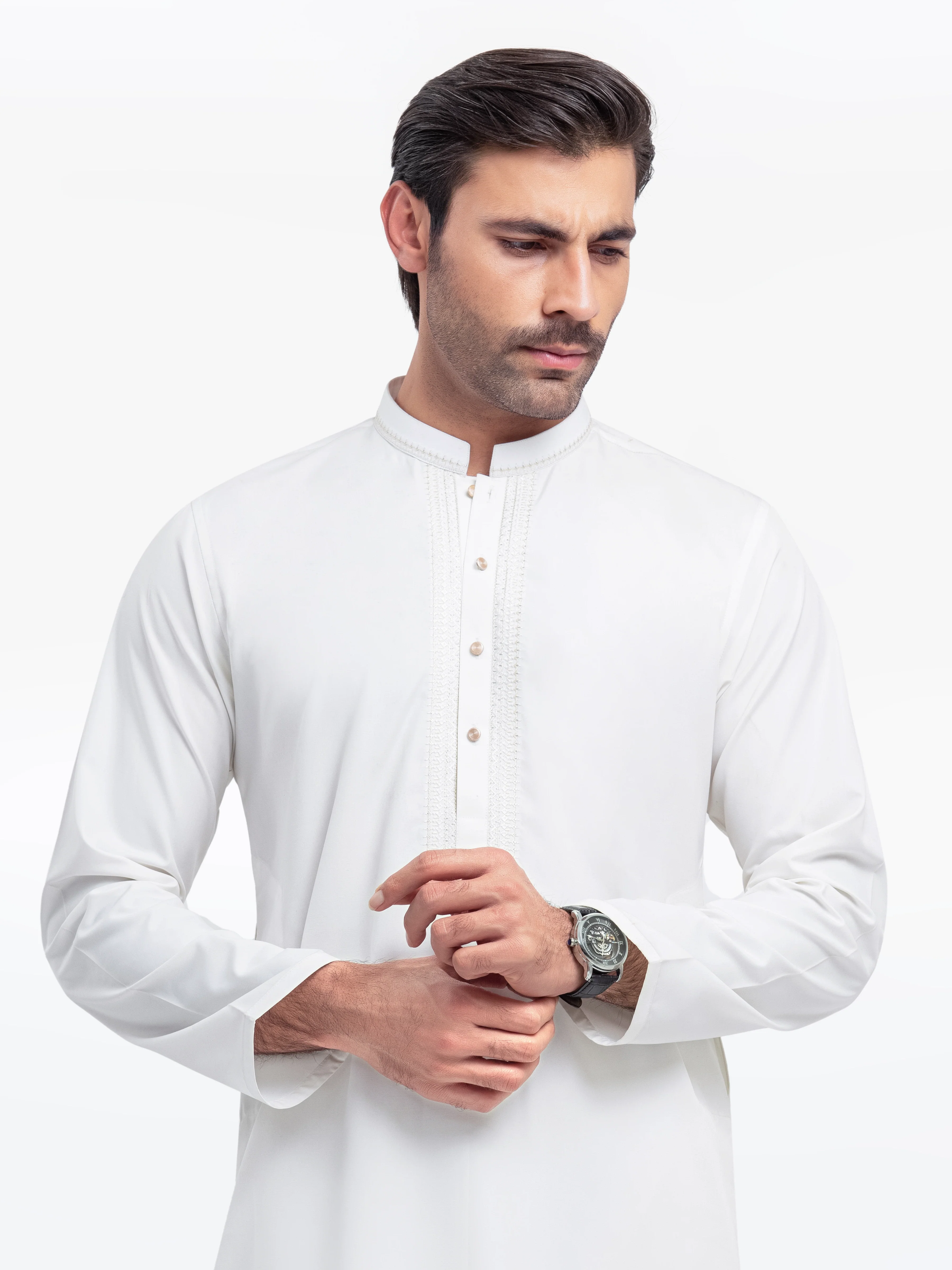 Men's Off White Kurta Pajama - EMTKPT25-052 - Image 2