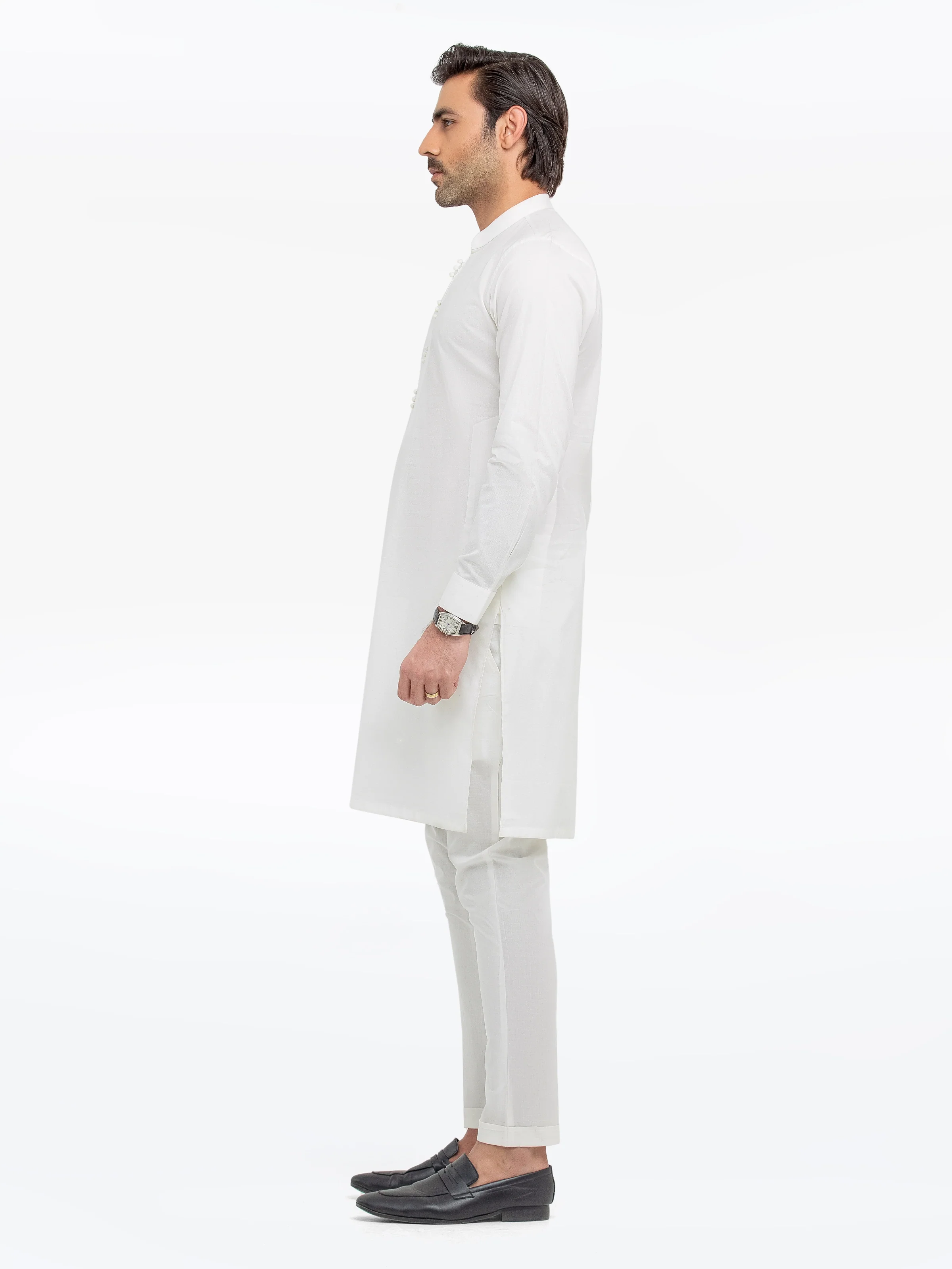Men's Off White Kurta Pajama - EMTKPT5-063 - Image 4