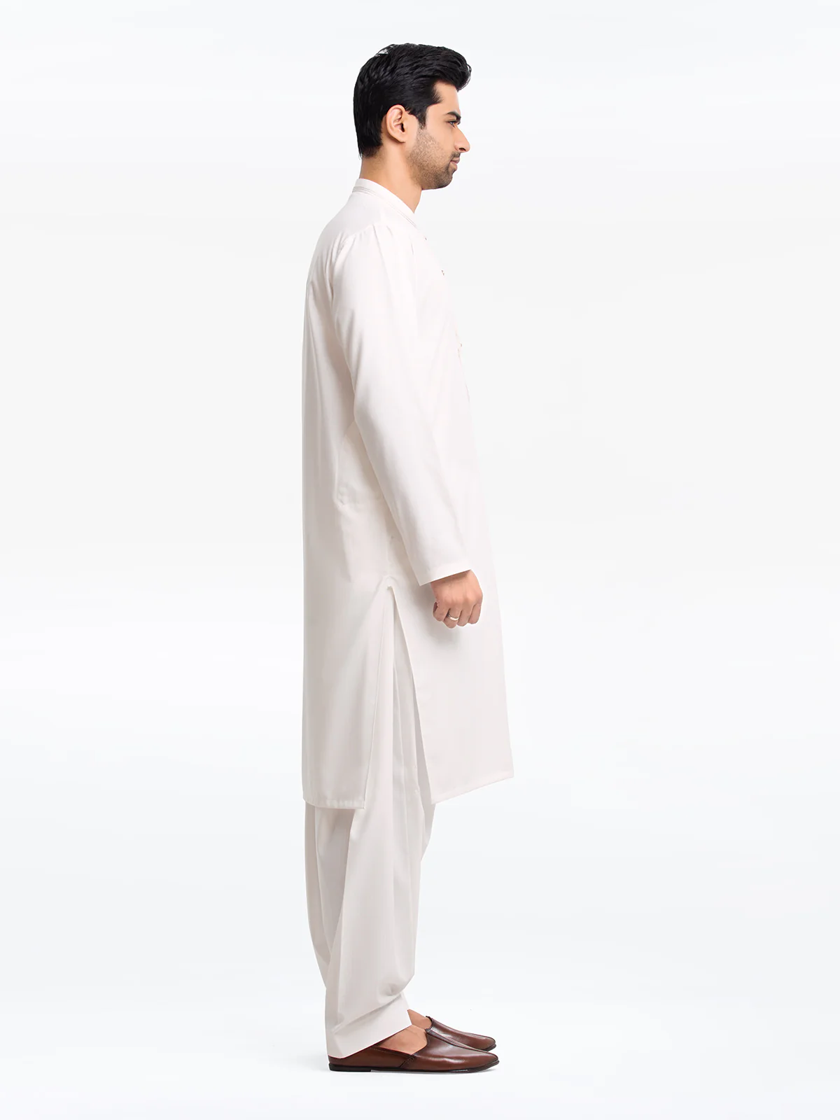 Men's Off White Shalwar Kameez - EMTKS24-41075 - Image 3