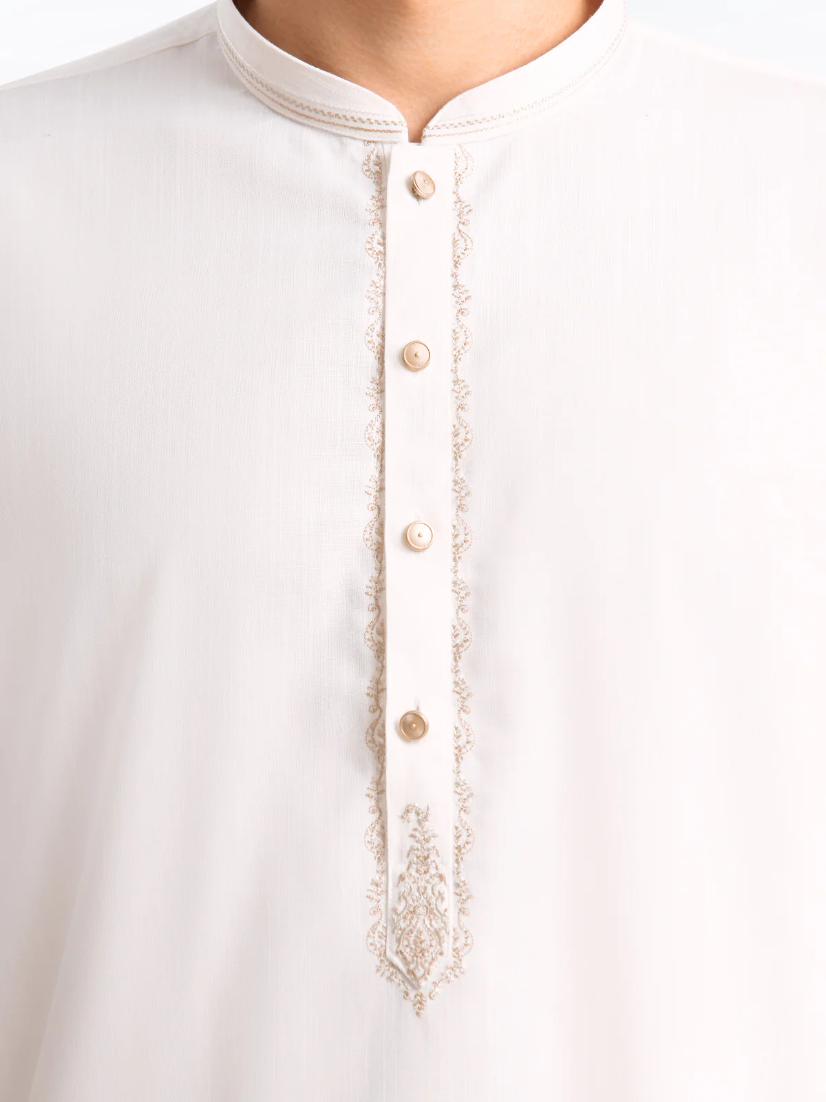 Men's Off White Shalwar Kameez - EMTKS24-41075 - Image 4
