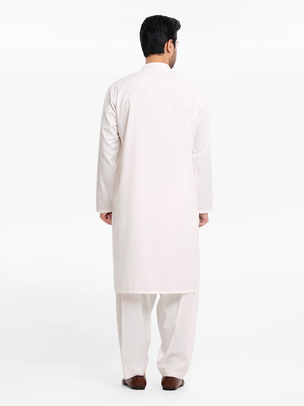 Men's Off White Shalwar Kameez - EMTKS24-41075 - Image 5