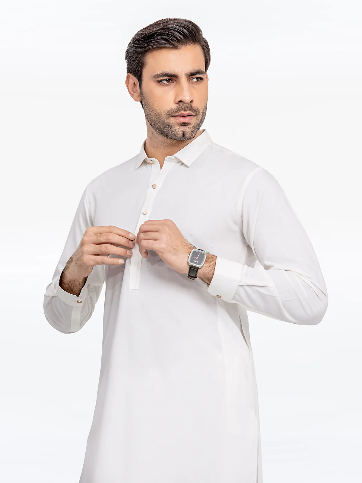 Men's Off White Shalwar Kameez - EMTKS24-41080 - Image 4