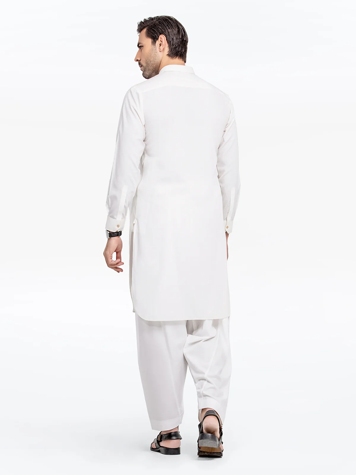 Men's Off White Shalwar Kameez - EMTKS24-41080 - Image 5