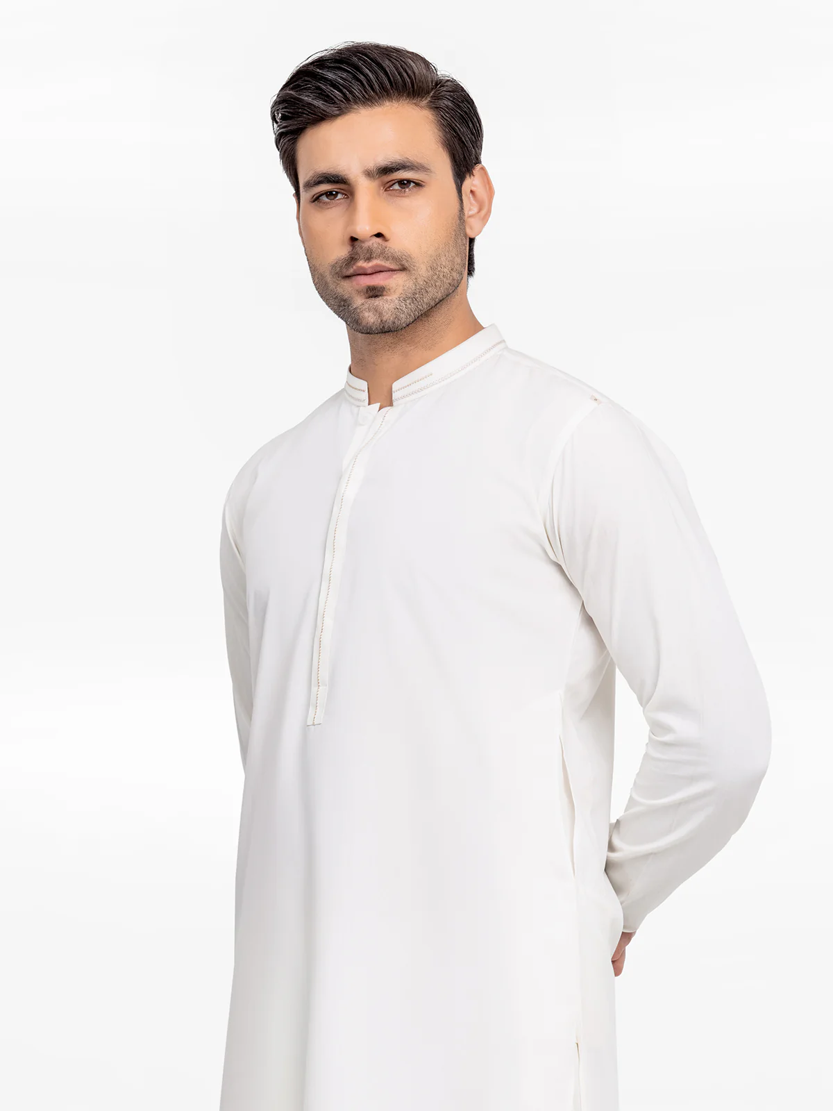 Men's Off White Shalwar Kameez - EMTKS24-41086 - Image 2