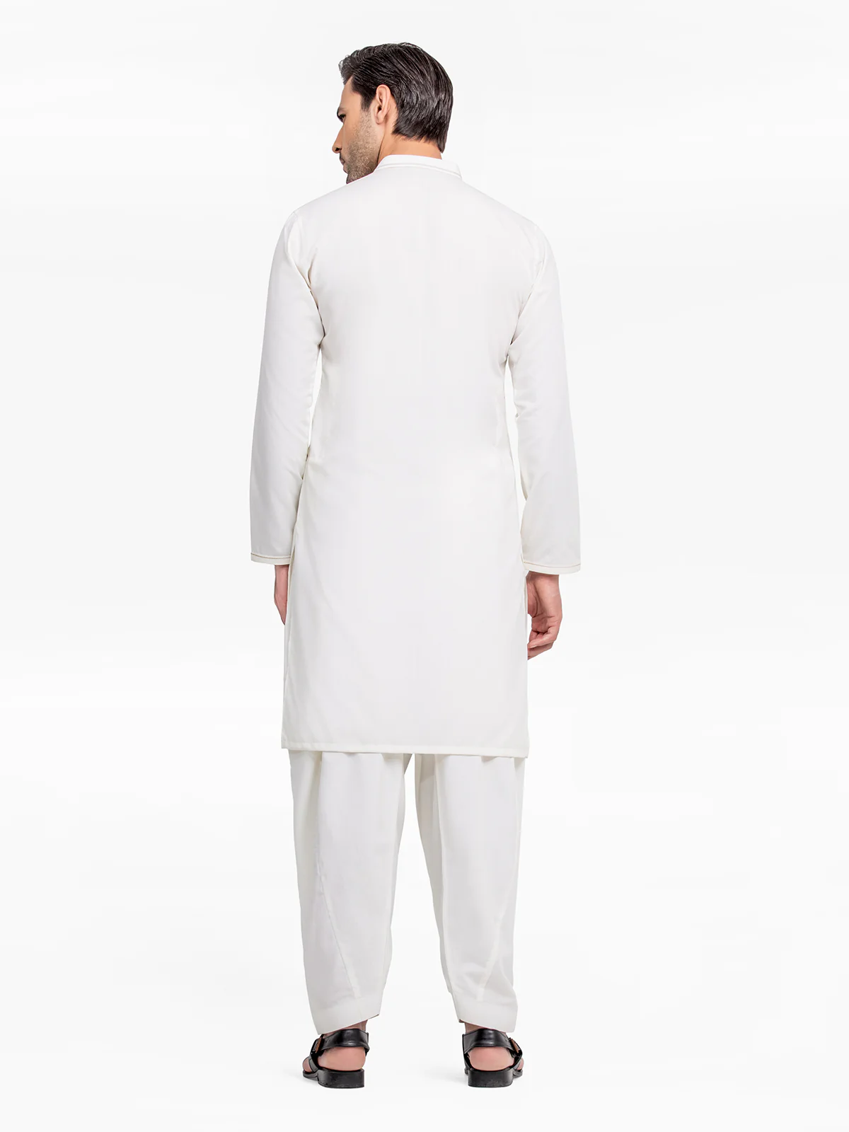 Men's Off White Shalwar Kameez - EMTKS24-41086 - Image 5