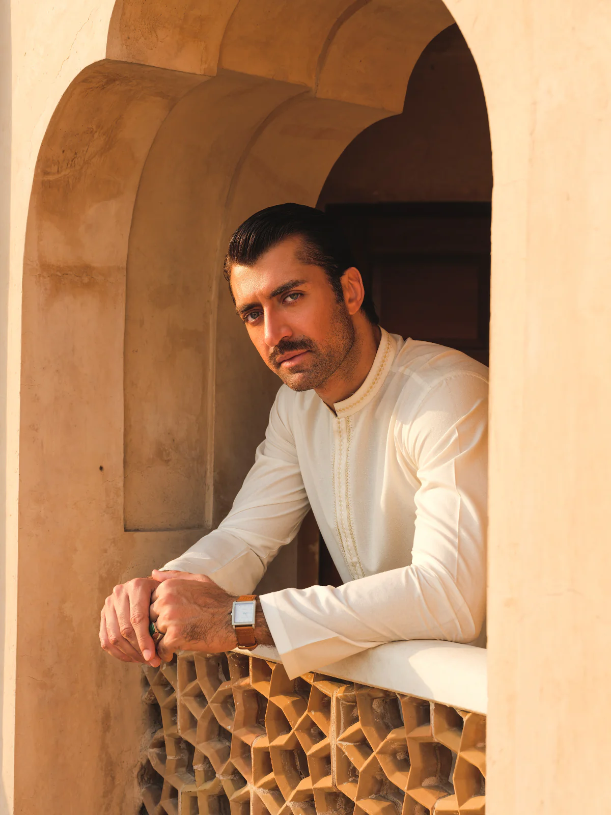 Men's Off White Shalwar Kameez - EMTKS24-41109 - Image 2