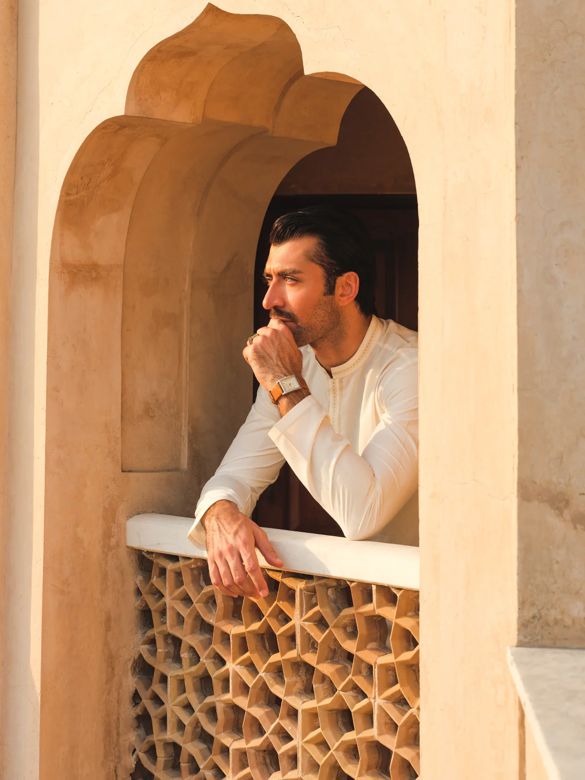 Men's Off White Shalwar Kameez - EMTKS24-41109 - Image 3