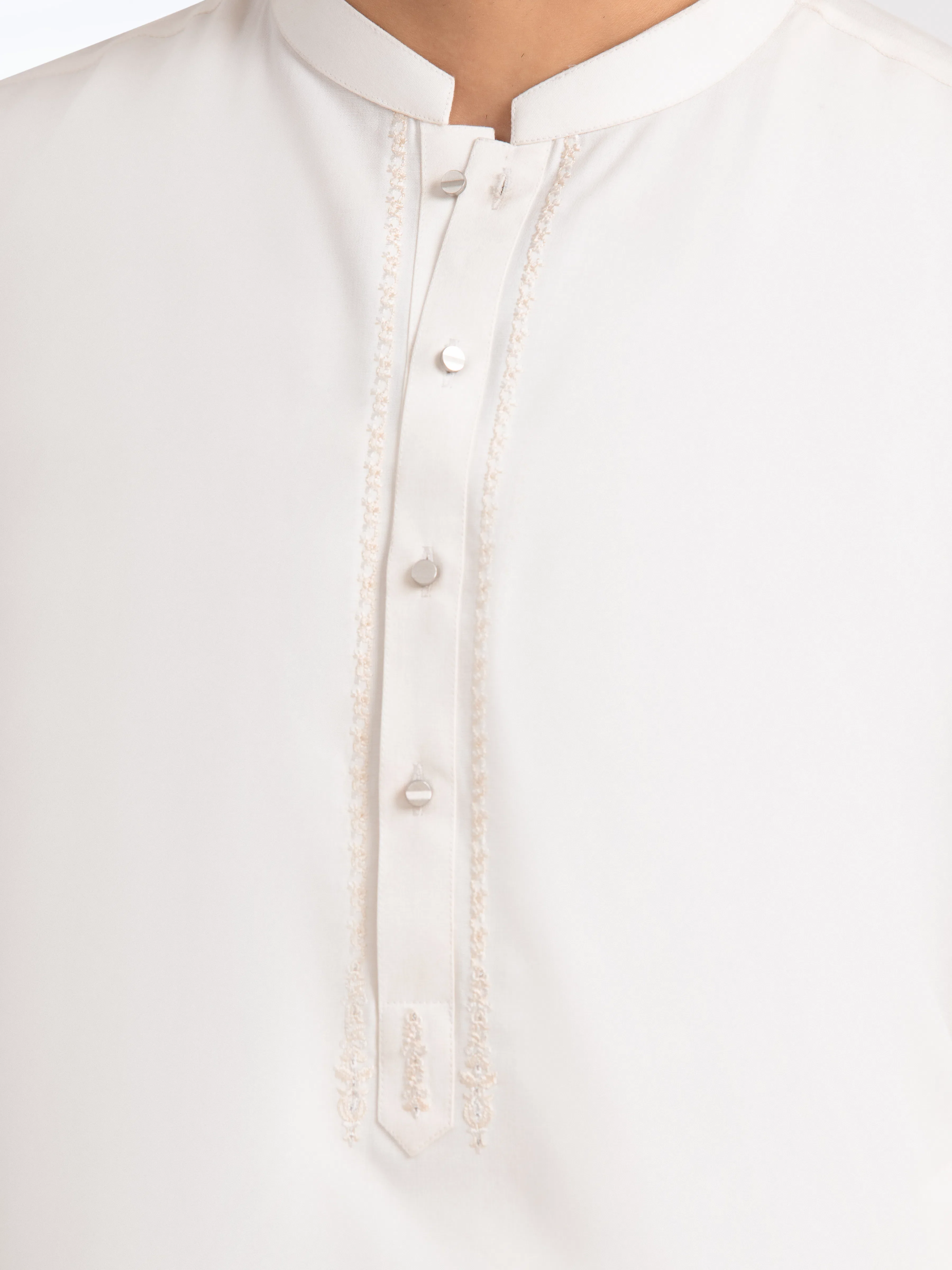 Men's Off White Shalwar Kameez - EMTKS24-41145 - Image 3