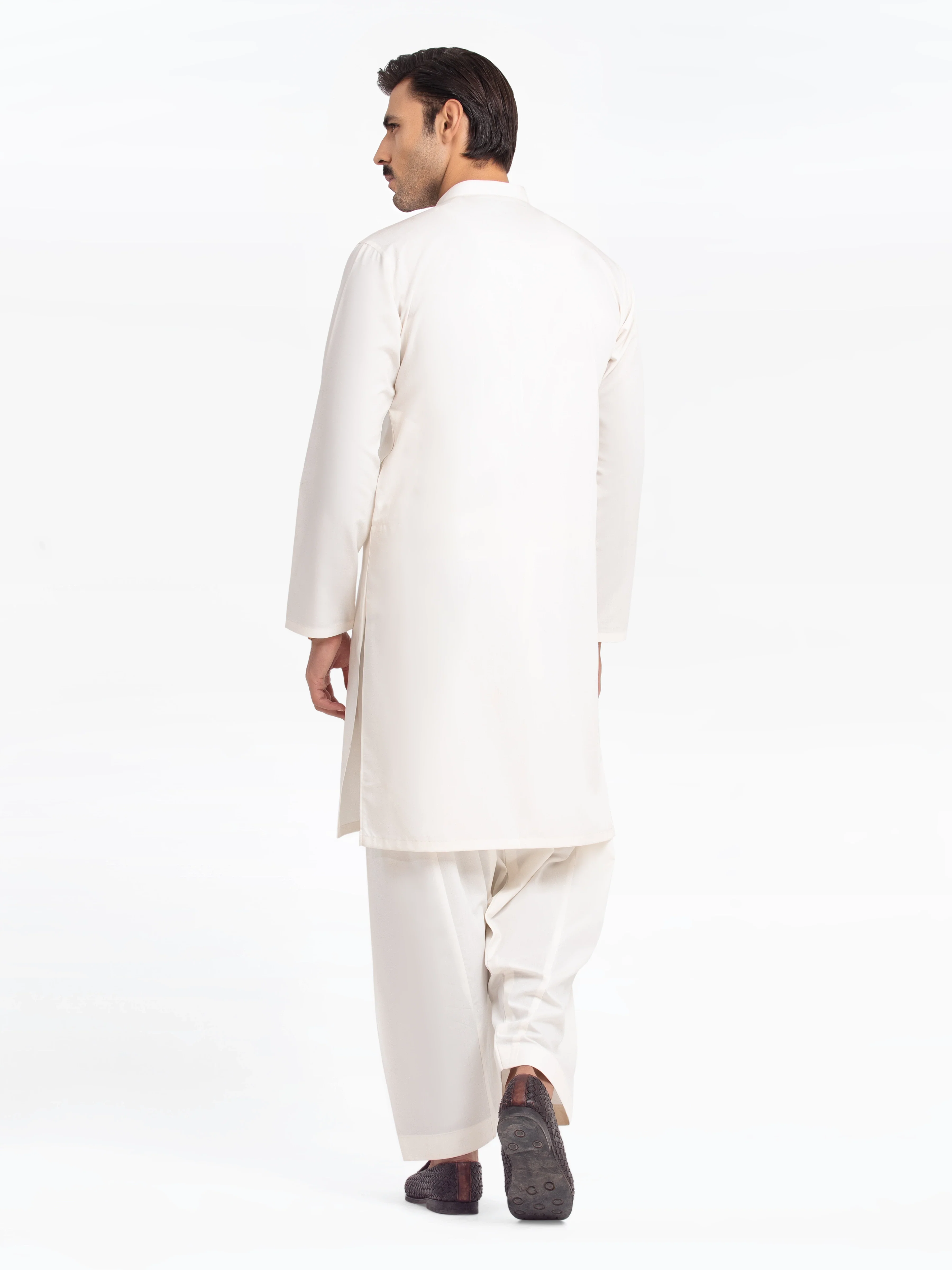 Men's Off White Shalwar Kameez - EMTKS24-41145 - Image 5