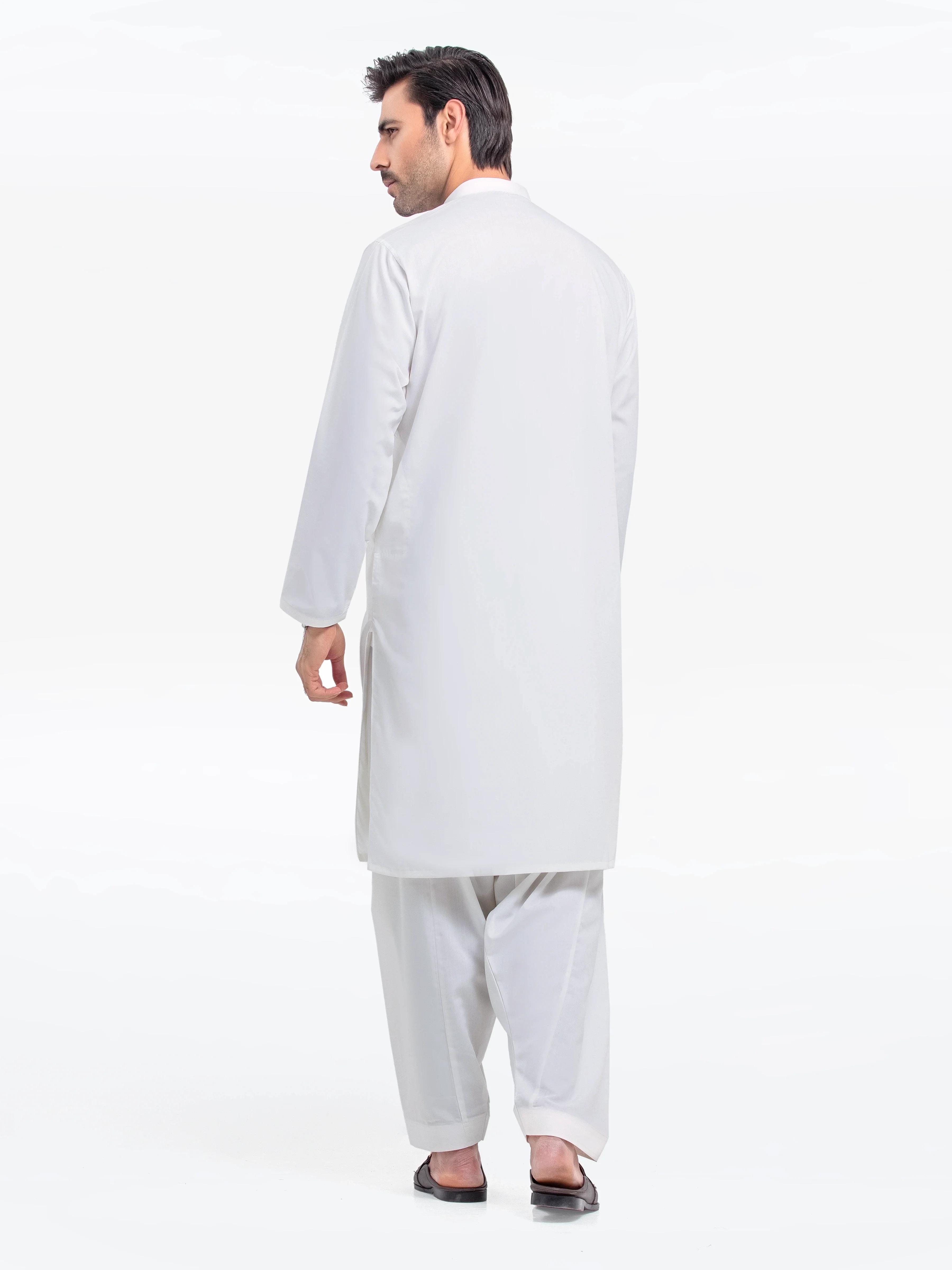 Men's Off White Shalwar Kameez - EMTKS24S-41138 - Image 5