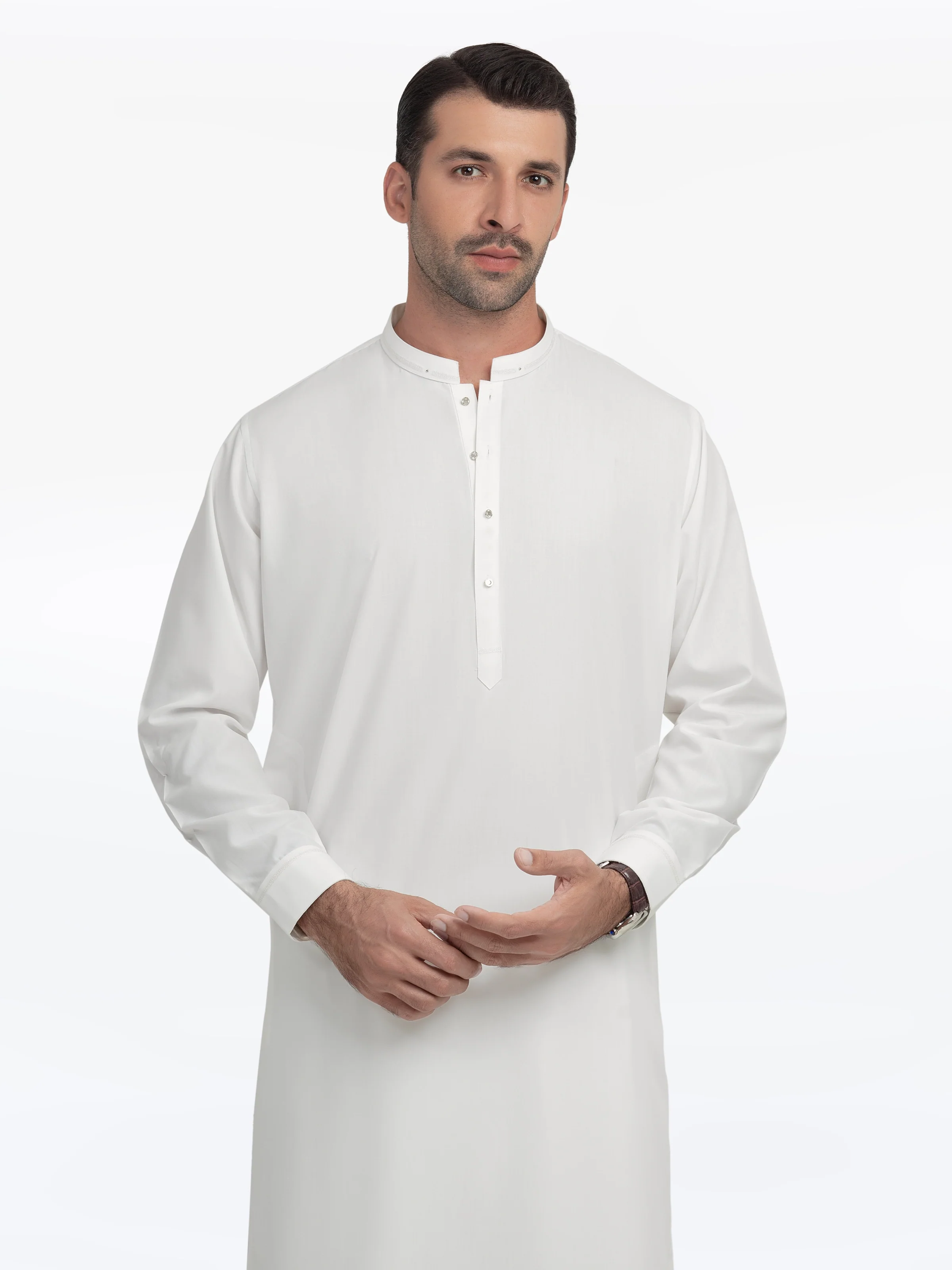Men's Off White Shalwar Kameez - EMTKS25-41152 - Image 2