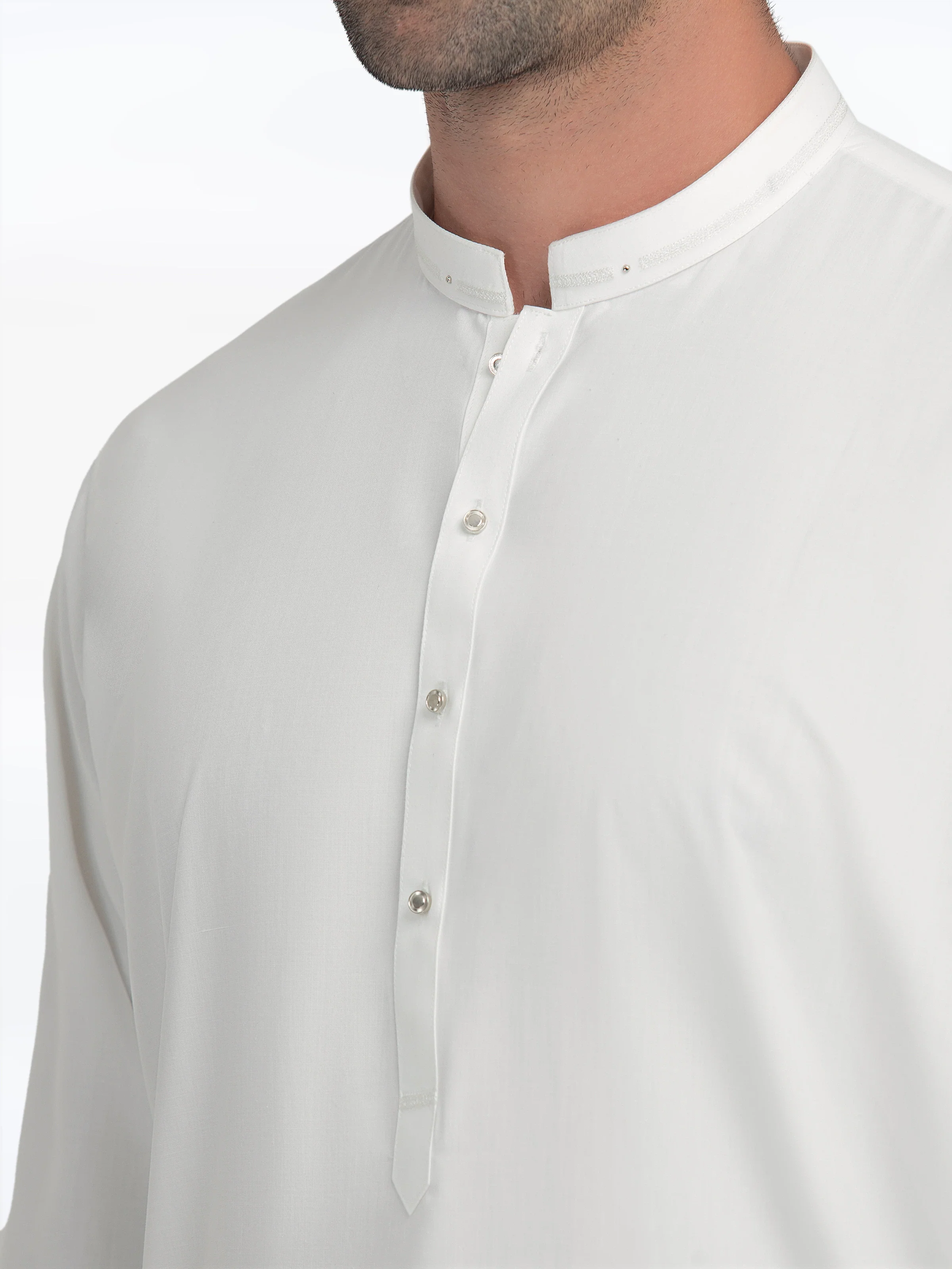 Men's Off White Shalwar Kameez - EMTKS25-41152 - Image 3