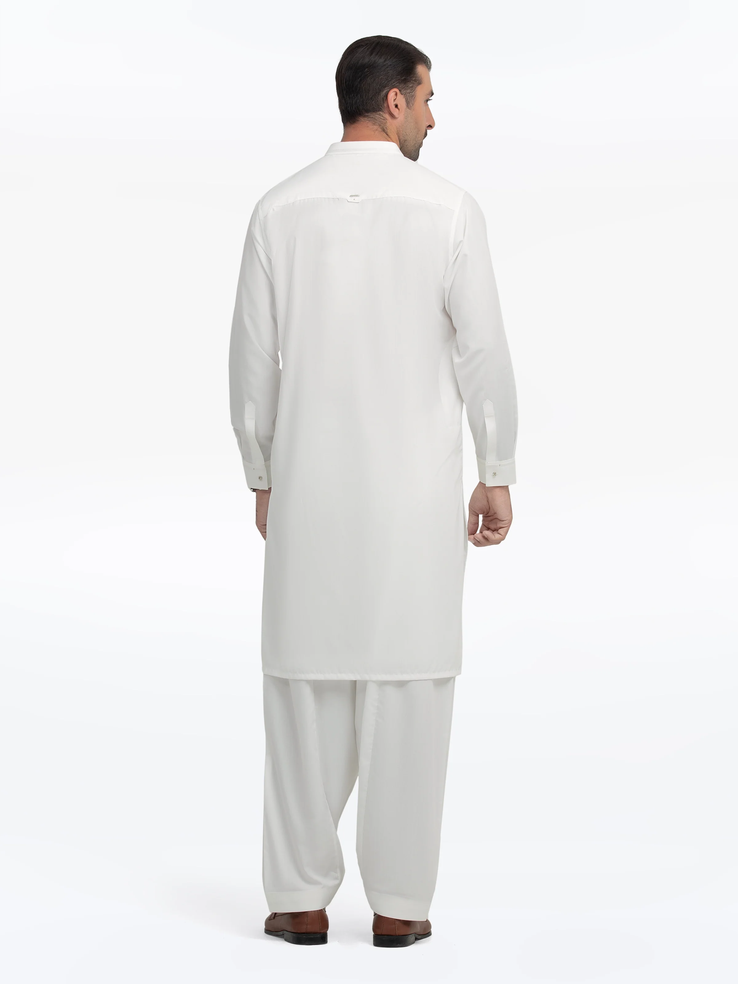 Men's Off White Shalwar Kameez - EMTKS25-41152 - Image 5