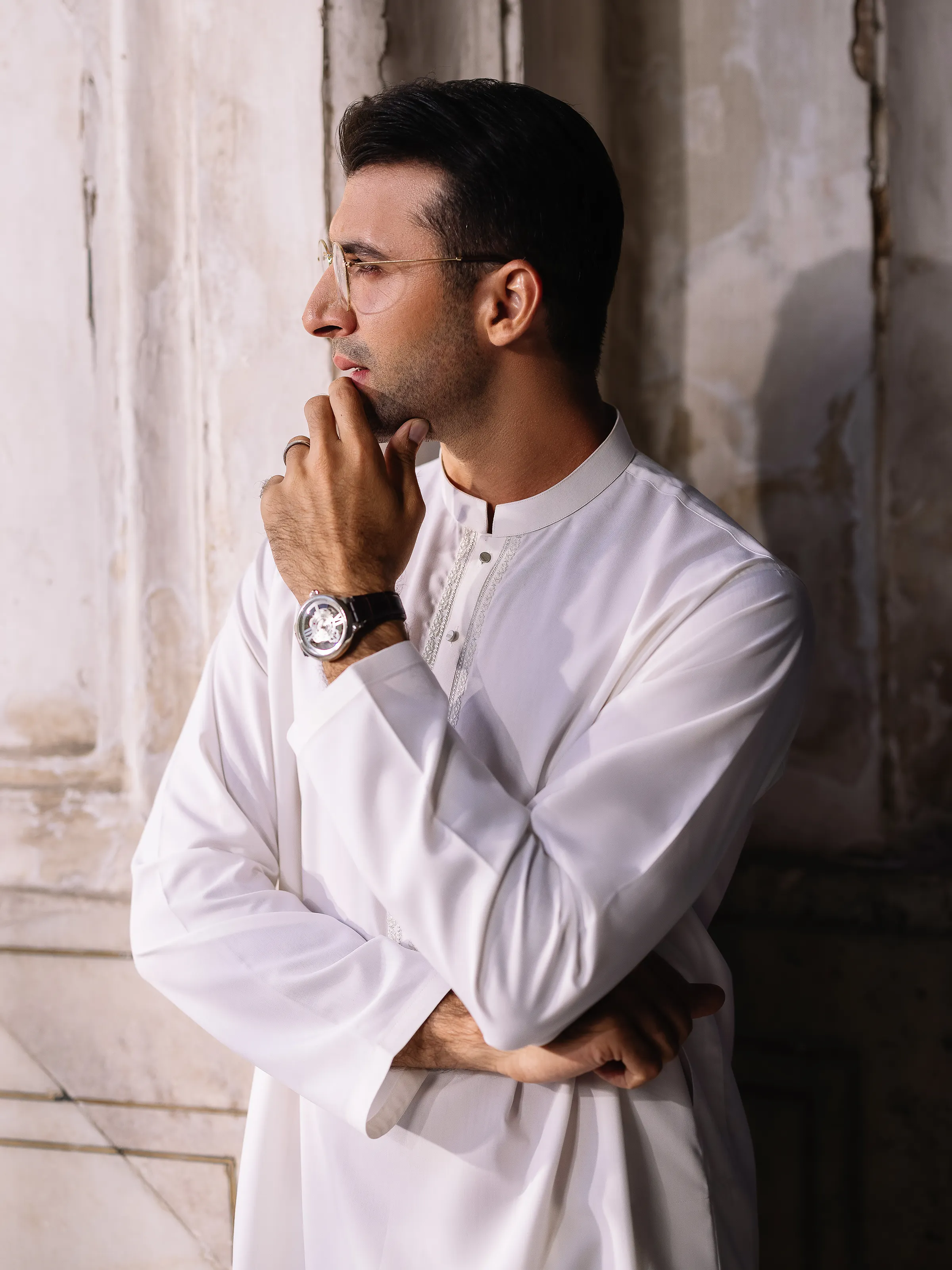 Men's Off White Shalwar Kameez - EMTKS5-41161 - Image 4