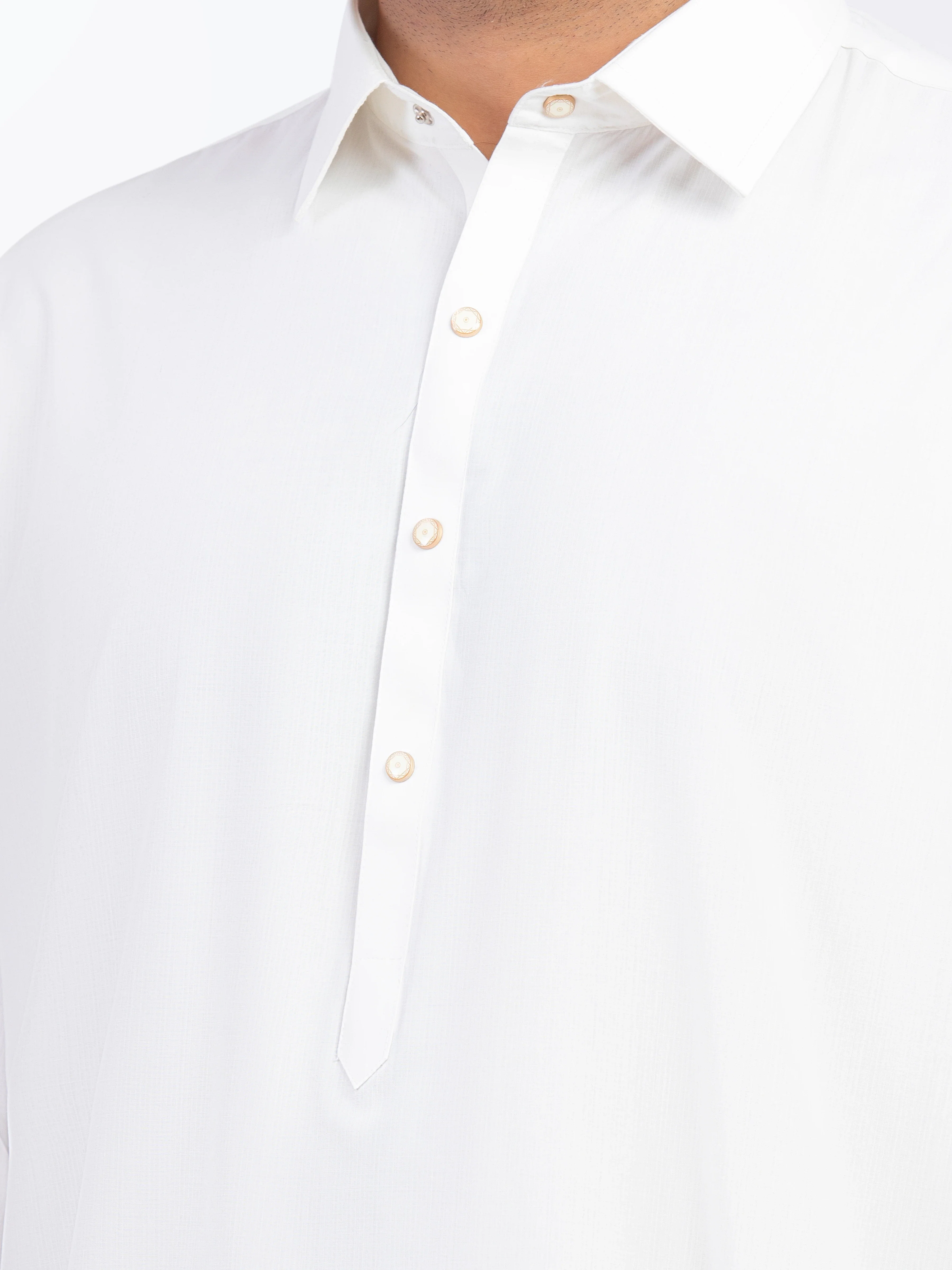 Men's Off White Shalwar Kameez - EMTKS5-41167 - Image 3
