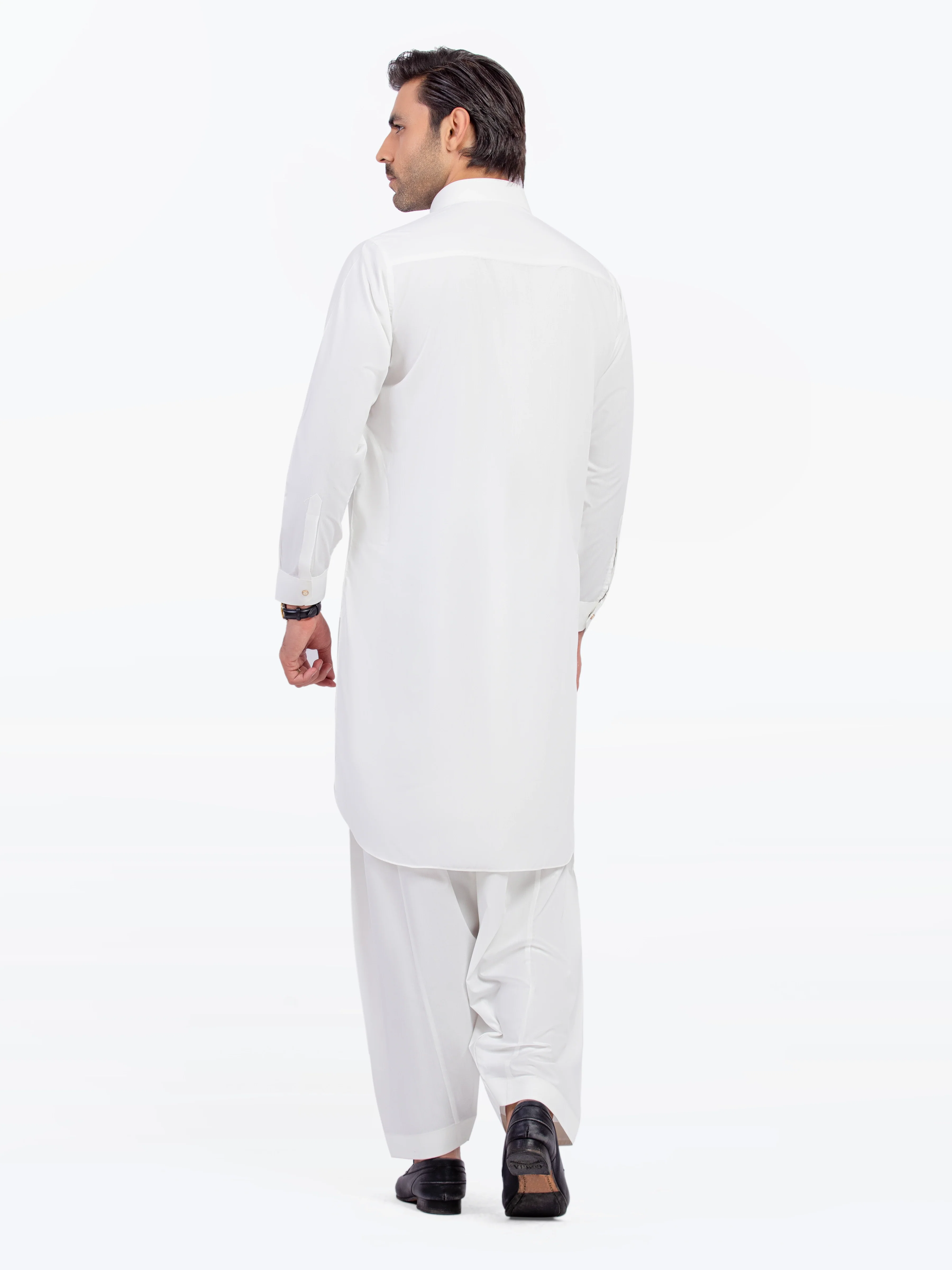 Men's Off White Shalwar Kameez - EMTKS5-41167 - Image 5