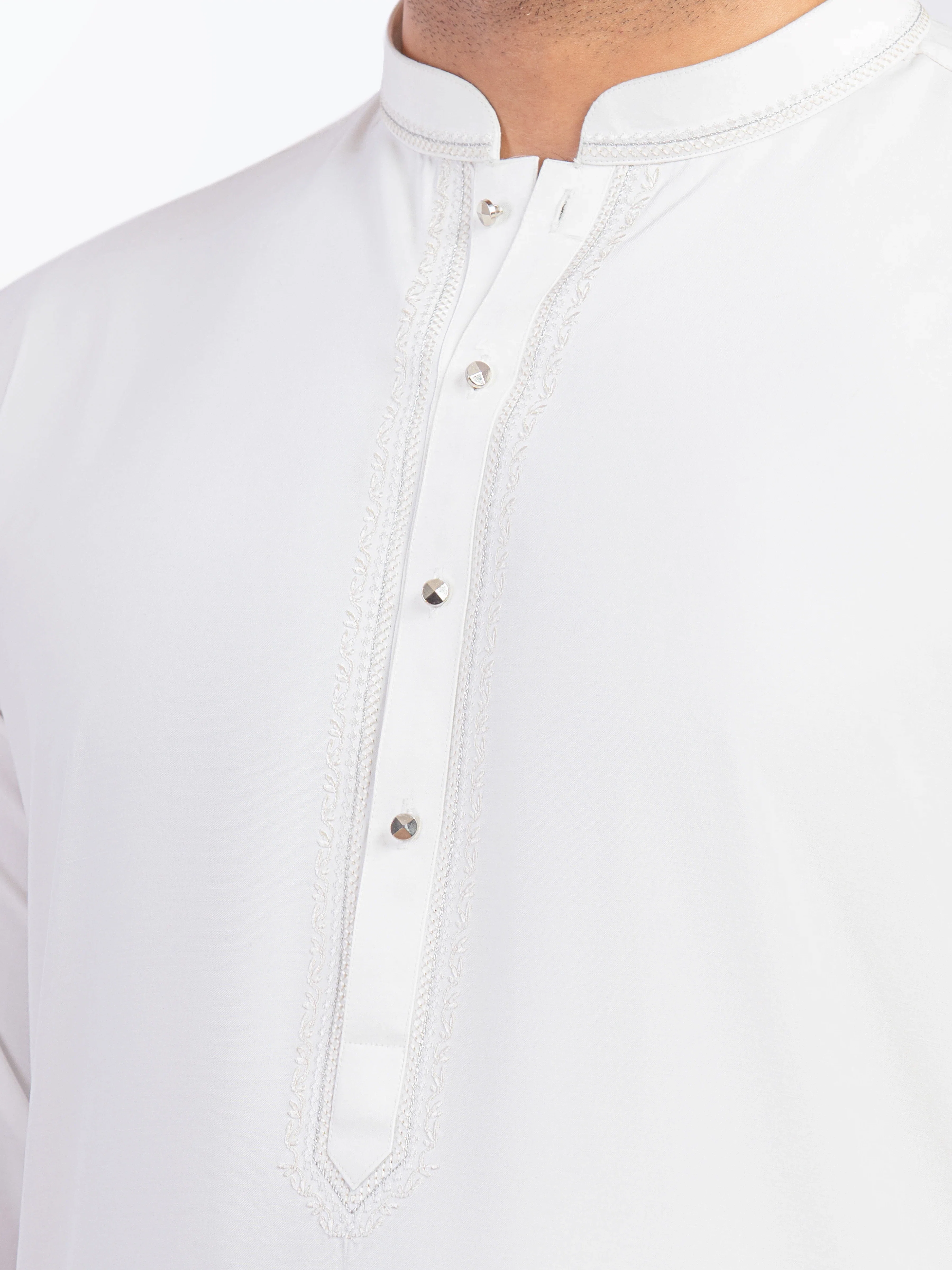 Men's Off White Shalwar Kameez - EMTKS5-41168 - Image 3