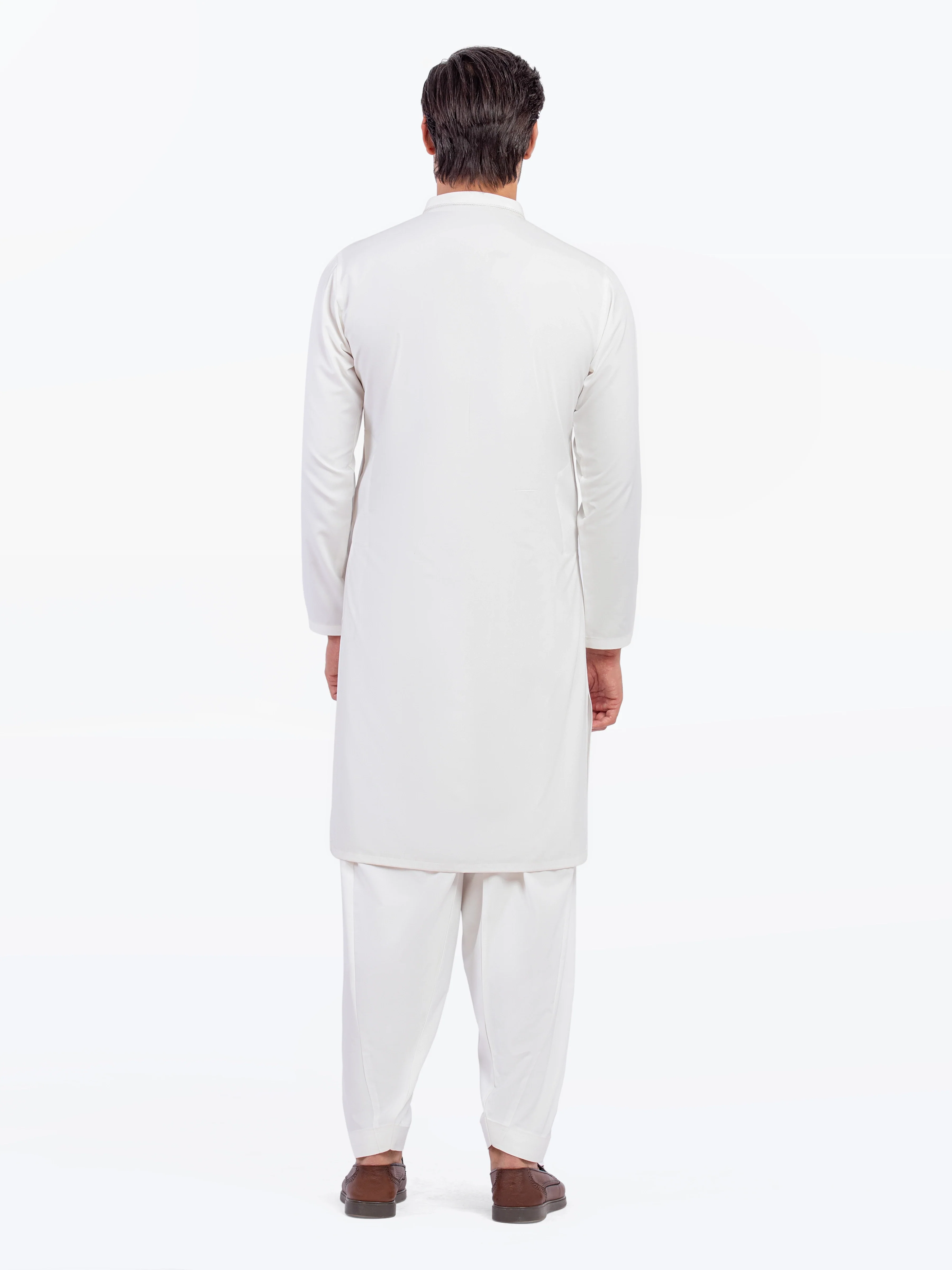 Men's Off White Shalwar Kameez - EMTKS5-41168 - Image 5