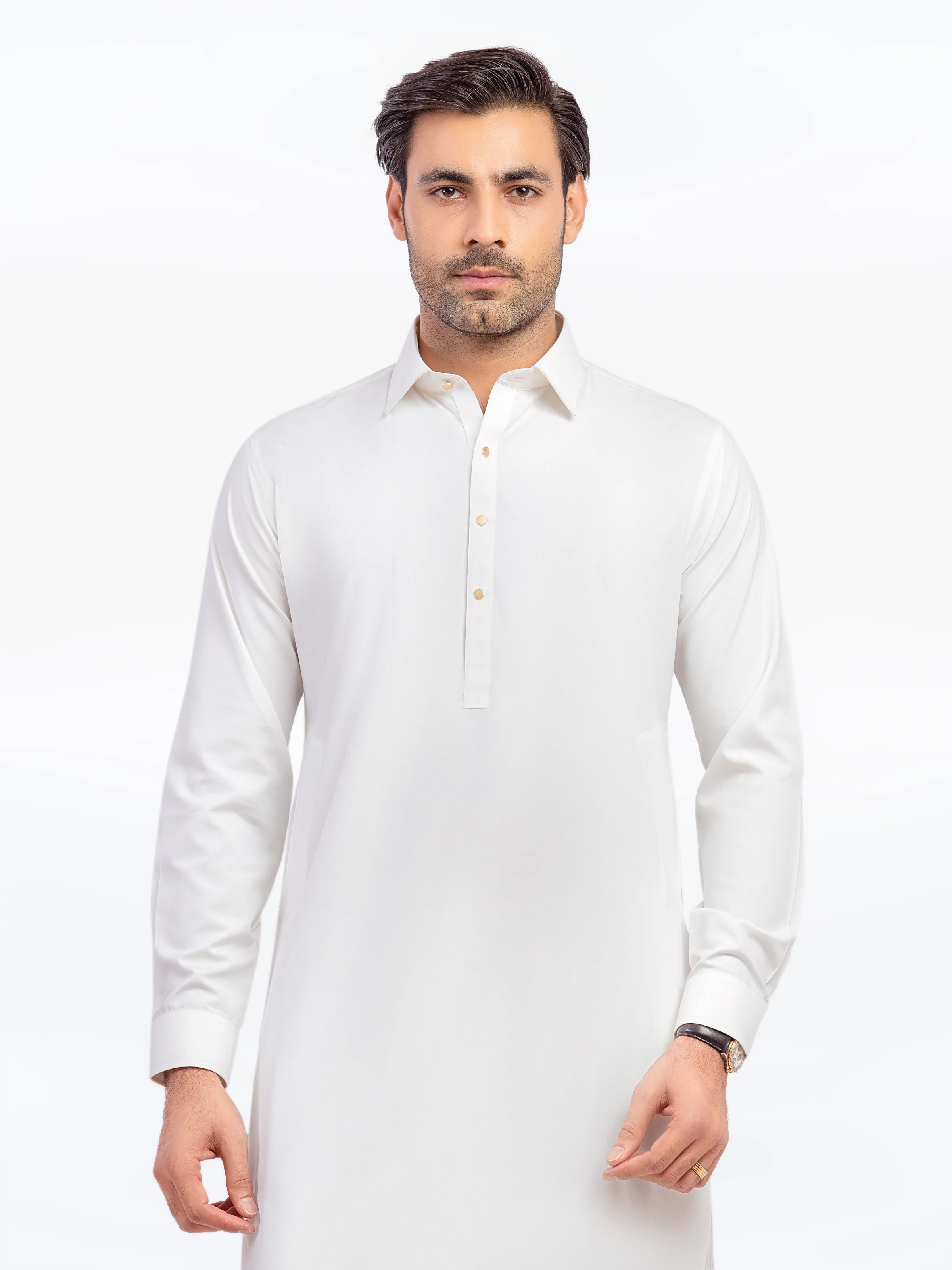 Men's Off White Shalwar Kameez - EMTKS5-41170 - Image 2