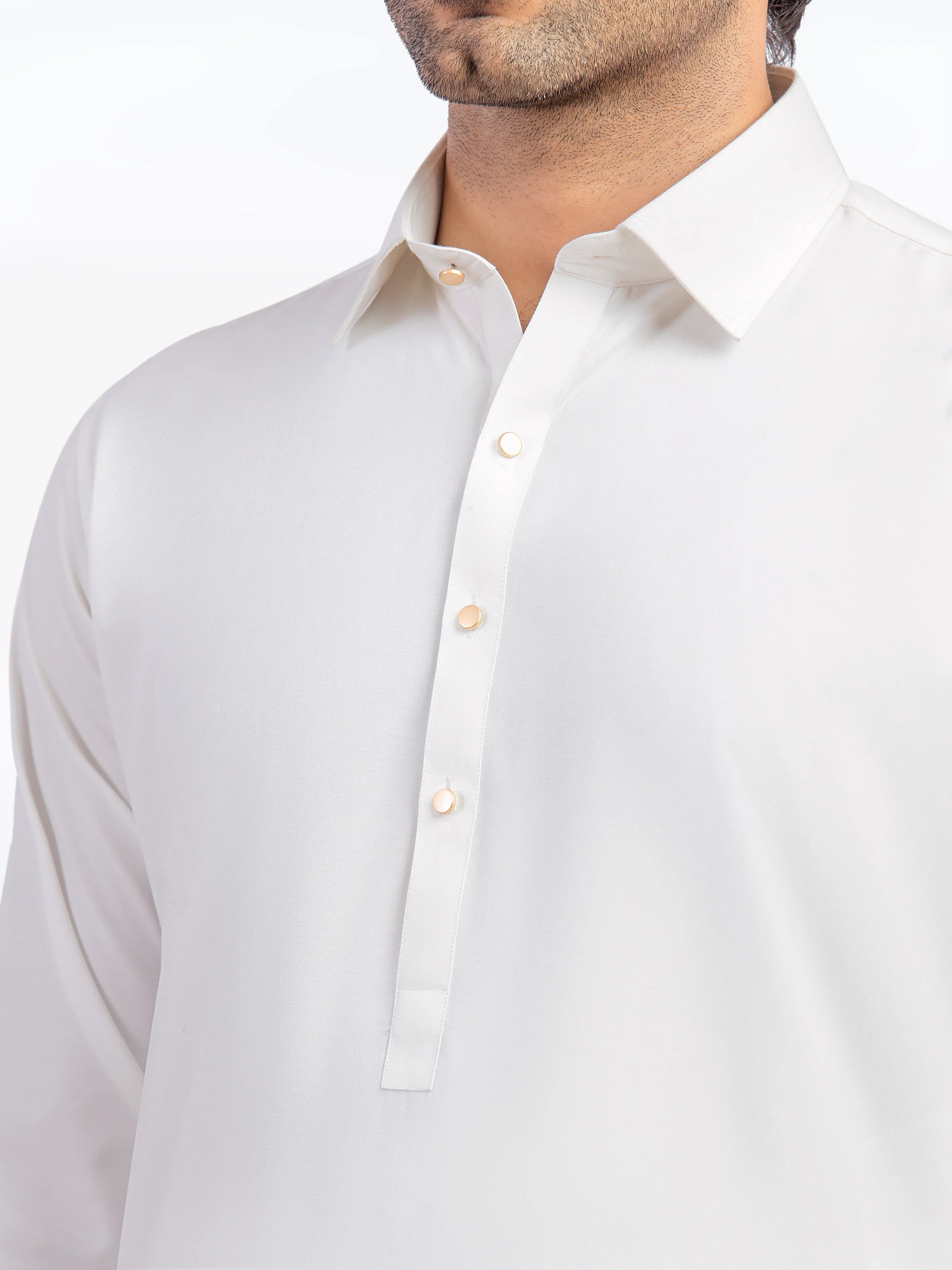 Men's Off White Shalwar Kameez - EMTKS5-41170 - Image 3