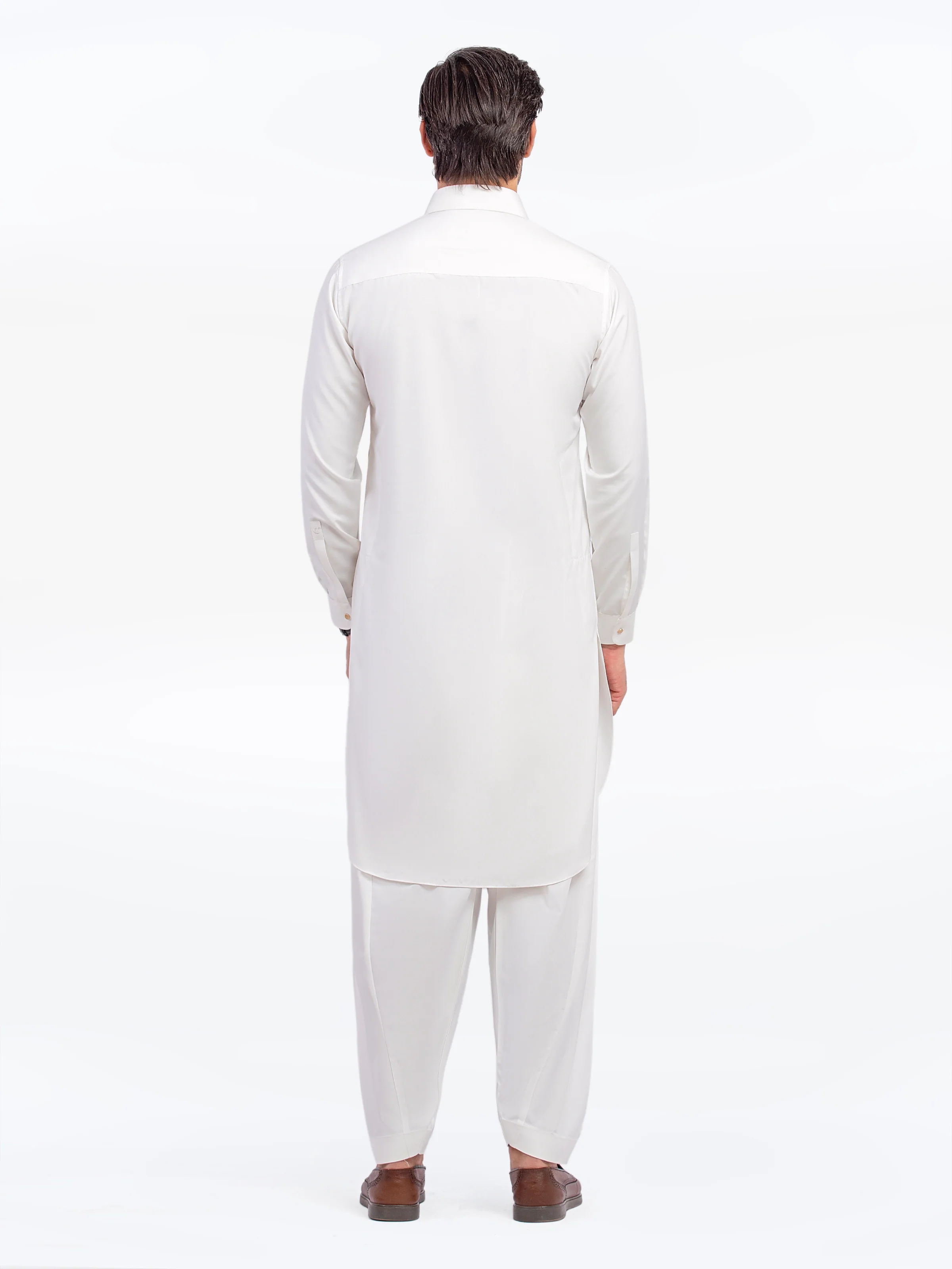 Men's Off White Shalwar Kameez - EMTKS5-41170 - Image 5
