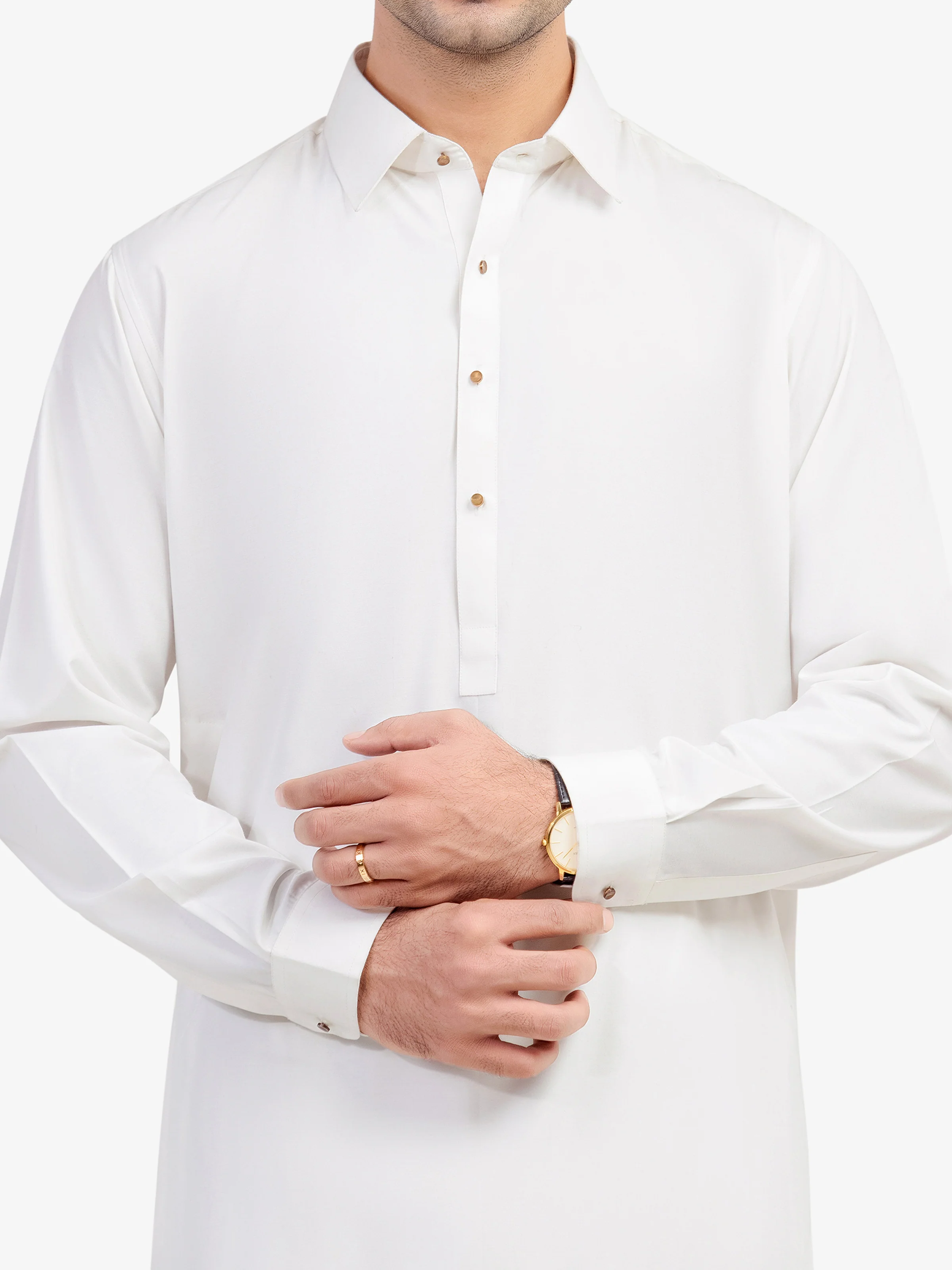 Men's Off White Shalwar Kameez - EMTKS5-41173 - Image 2