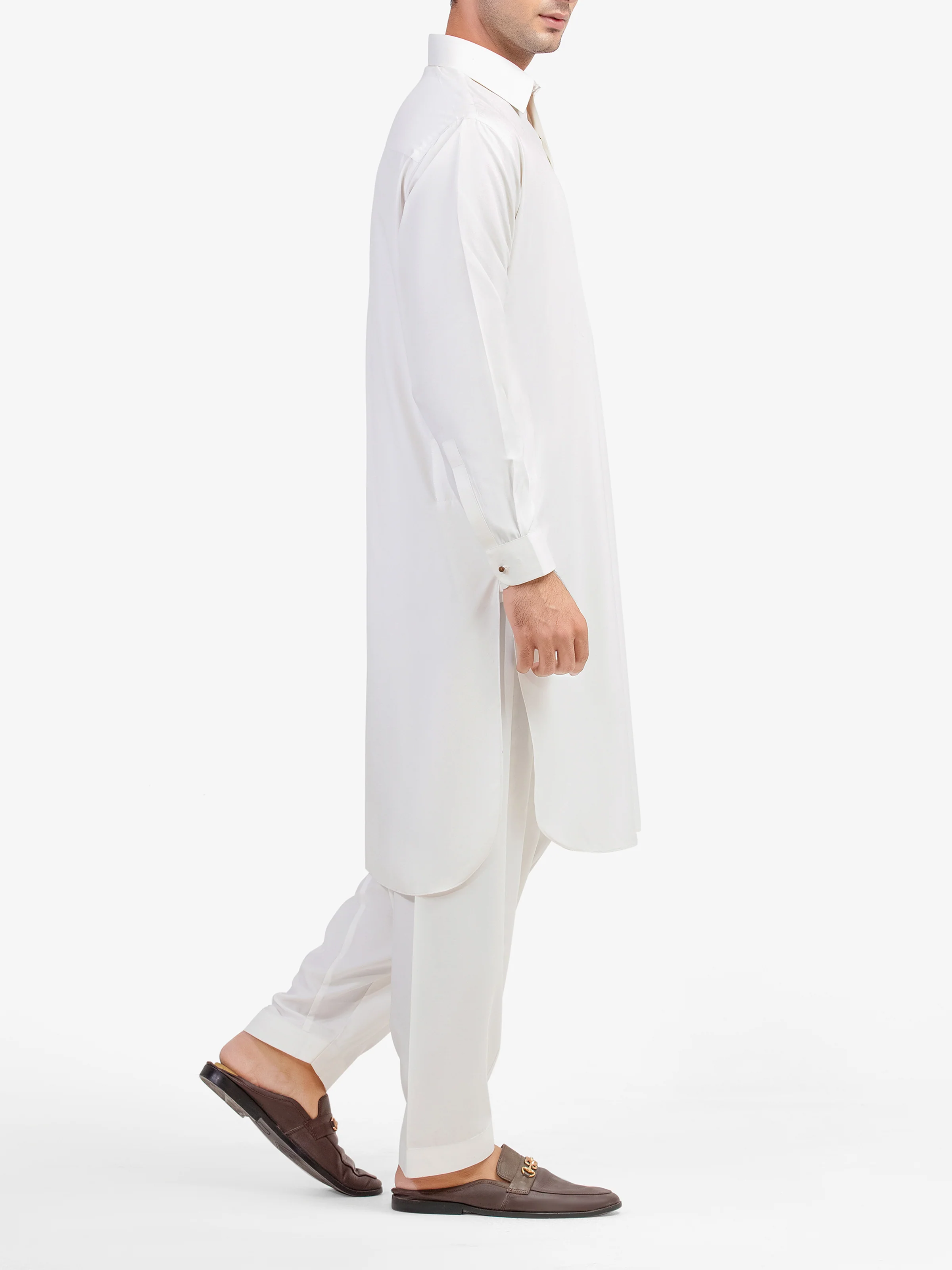 Men's Off White Shalwar Kameez - EMTKS5-41173 - Image 4