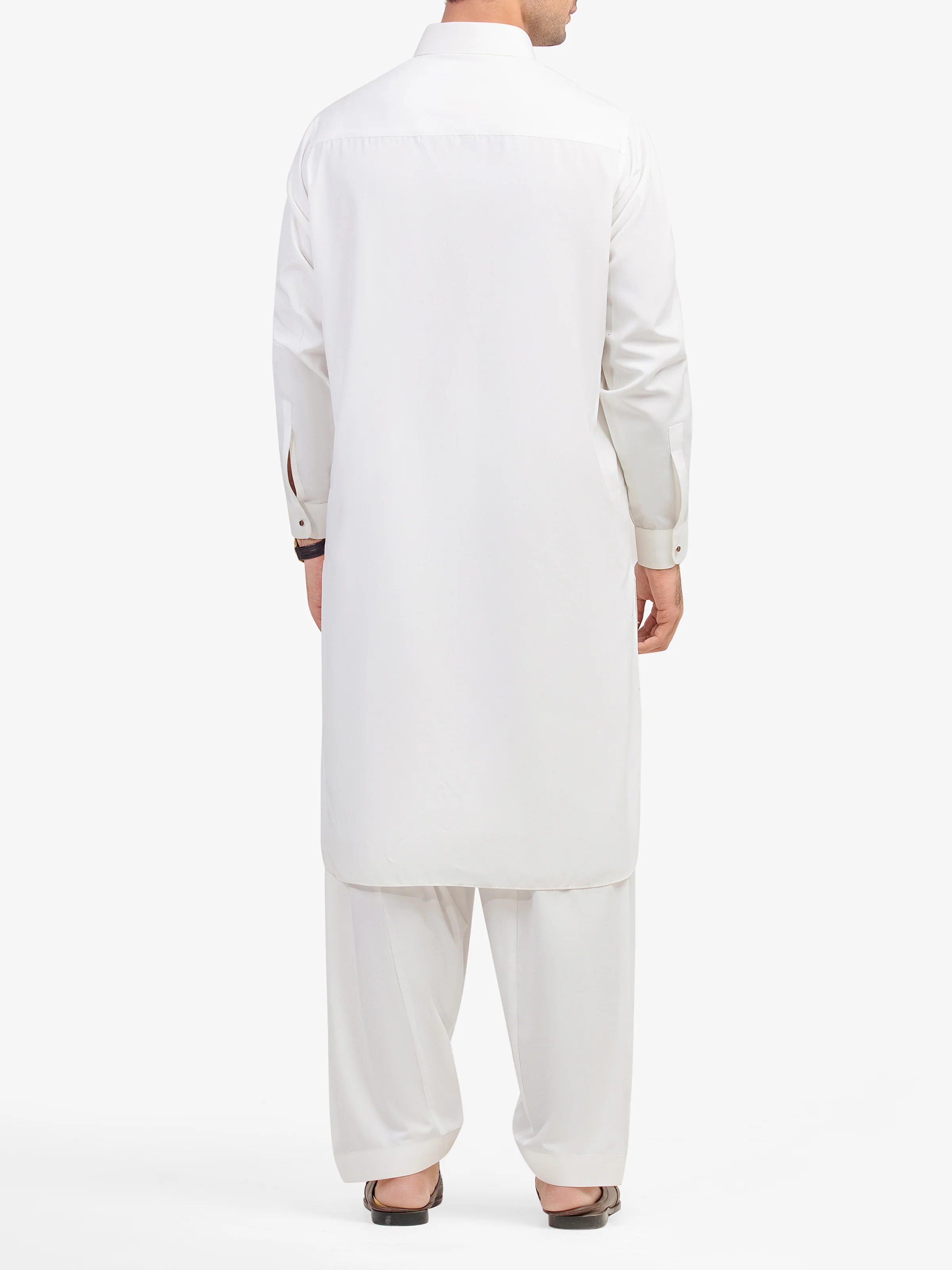 Men's Off White Shalwar Kameez - EMTKS5-41173 - Image 5