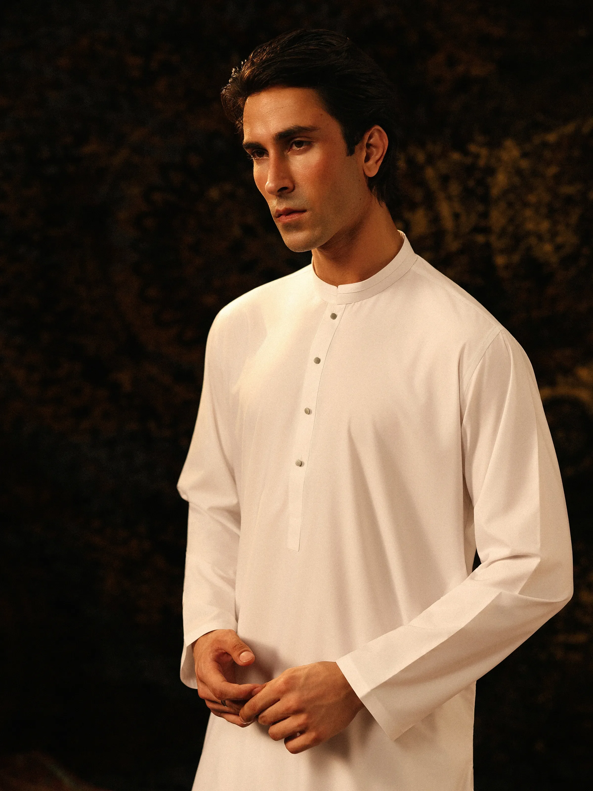Men's Off White Shalwar Kameez - EMTKS5-41185 - Image 2