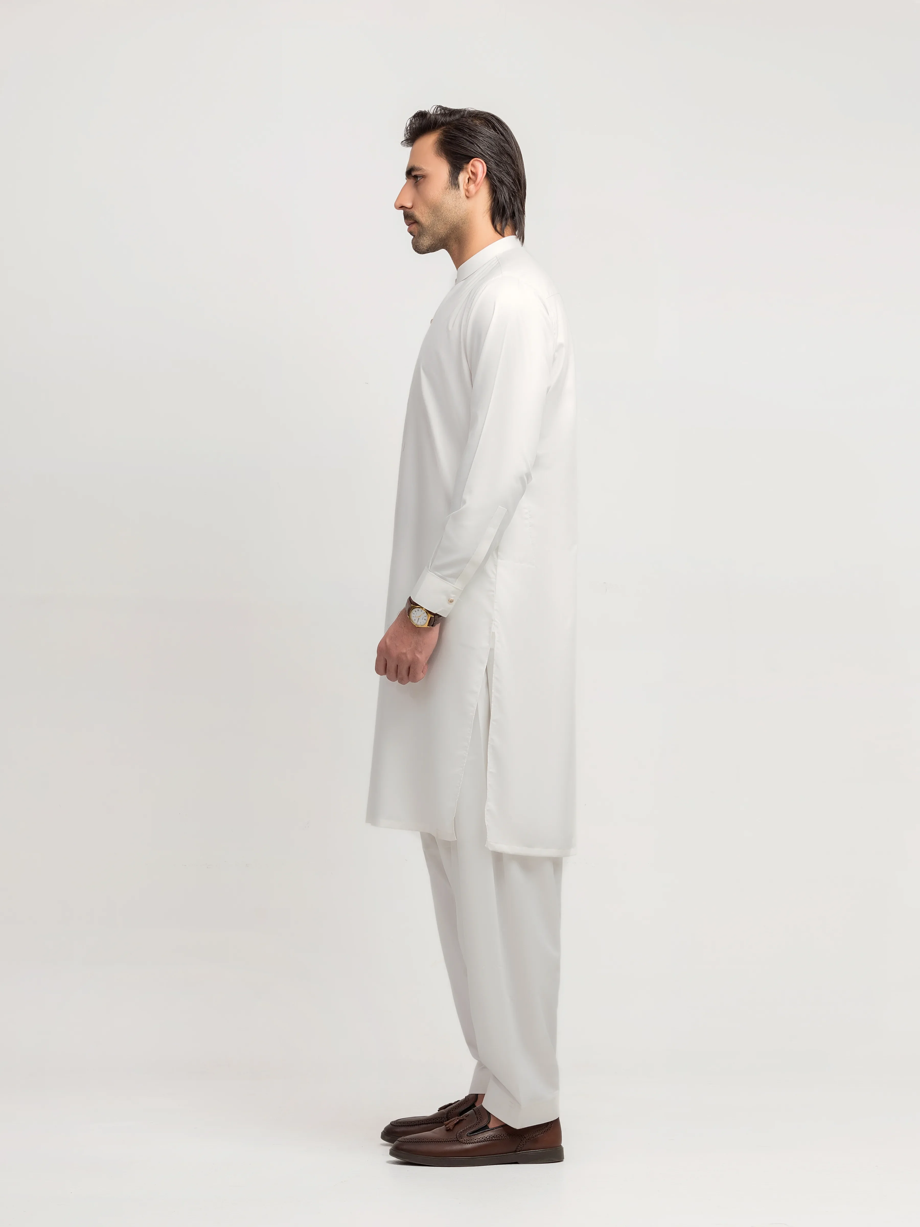 Men's Off White Shalwar Kameez - EMTKS5-41200 - Image 5