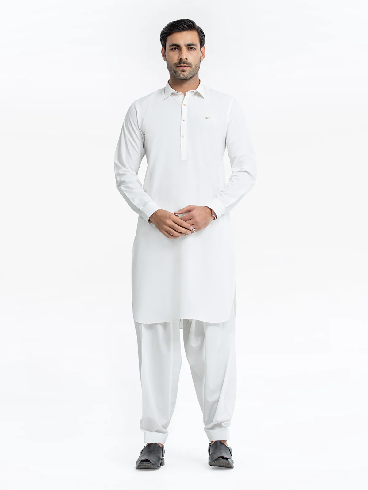 Men's Off White Shalwar Kameez - EMTKST24-99448