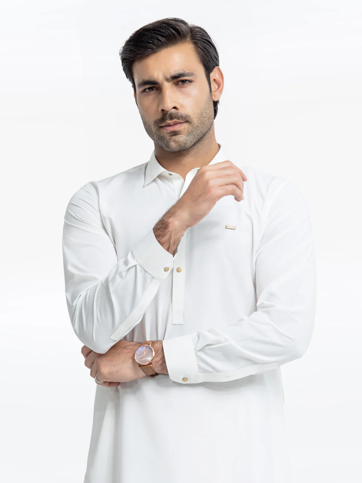 Men's Off White Shalwar Kameez - EMTKST24-99448 - Image 2