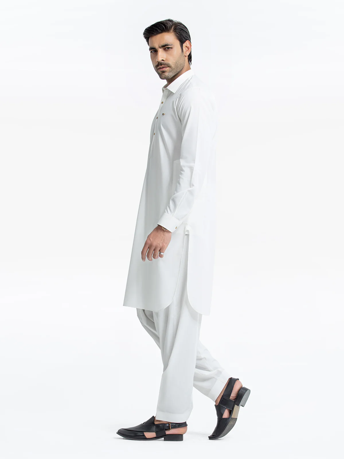 Men's Off White Shalwar Kameez - EMTKST24-99448 - Image 4