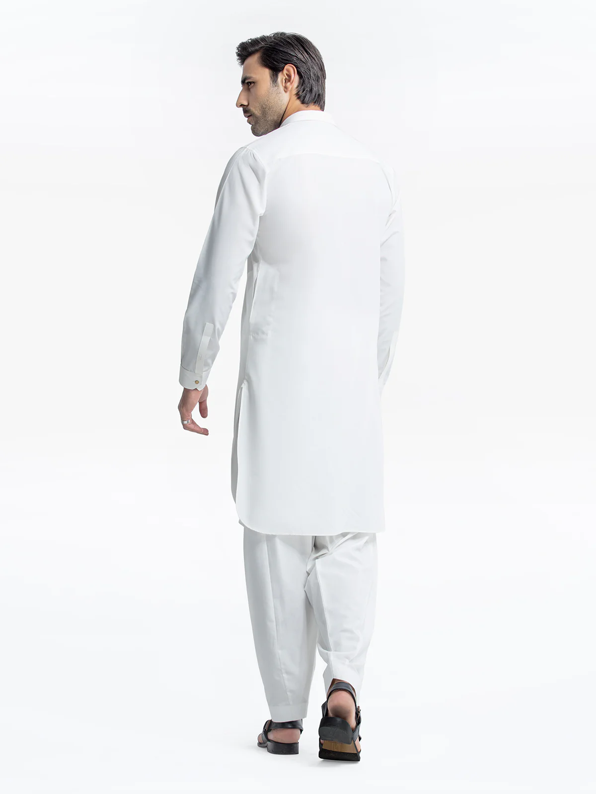 Men's Off White Shalwar Kameez - EMTKST24-99448 - Image 5
