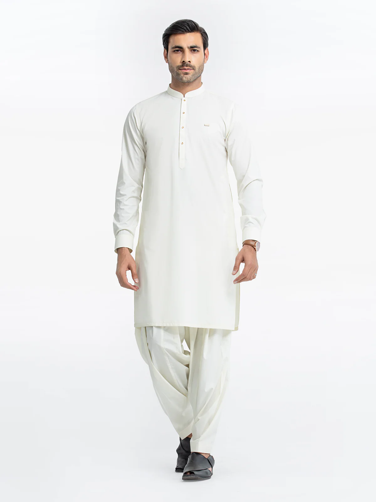 Men's Off White Shalwar Kameez - EMTKST24-99451