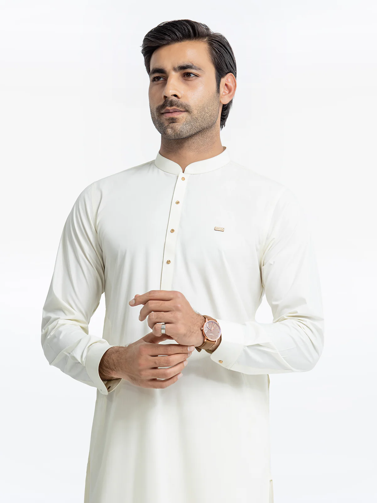 Men's Off White Shalwar Kameez - EMTKST24-99451 - Image 2