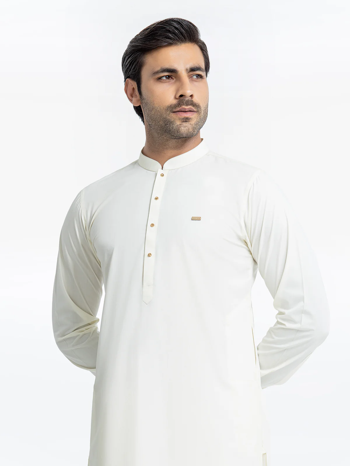 Men's Off White Shalwar Kameez - EMTKST24-99451 - Image 3
