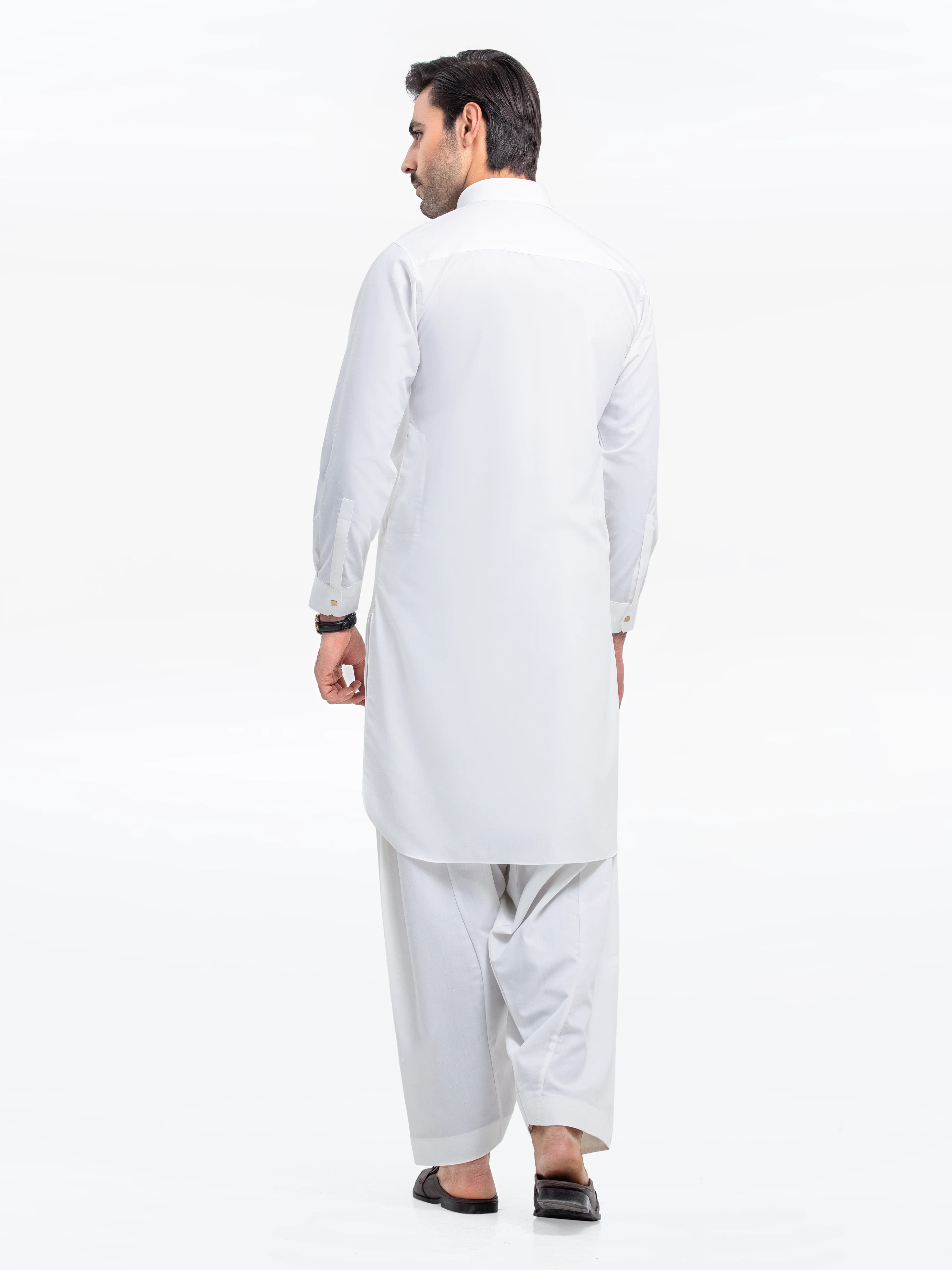Men's Off White Shalwar Kameez - EMTKST24-99475 - Image 4