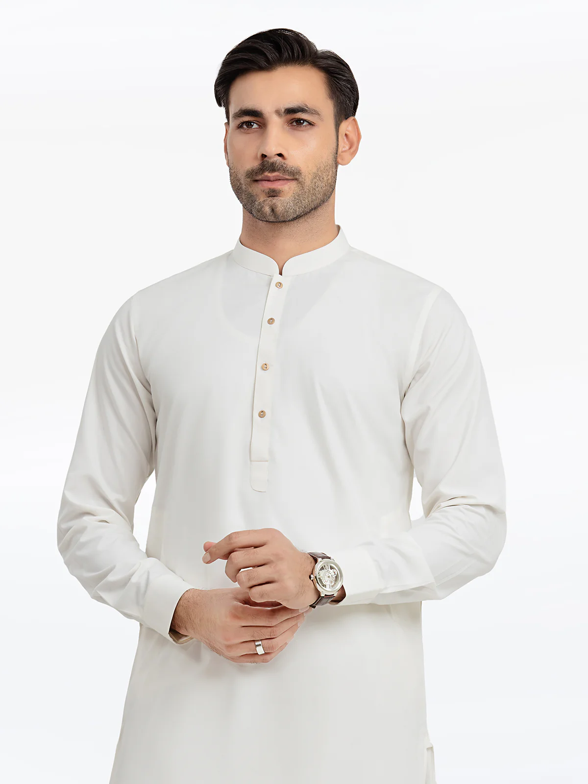 Men's Off White Shalwar Kameez - EMTKST24S-99473 - Image 2