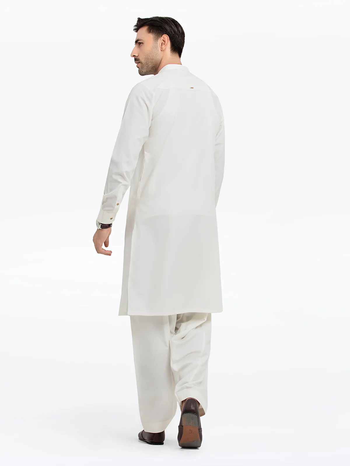 Men's Off White Shalwar Kameez - EMTKST24S-99473 - Image 5
