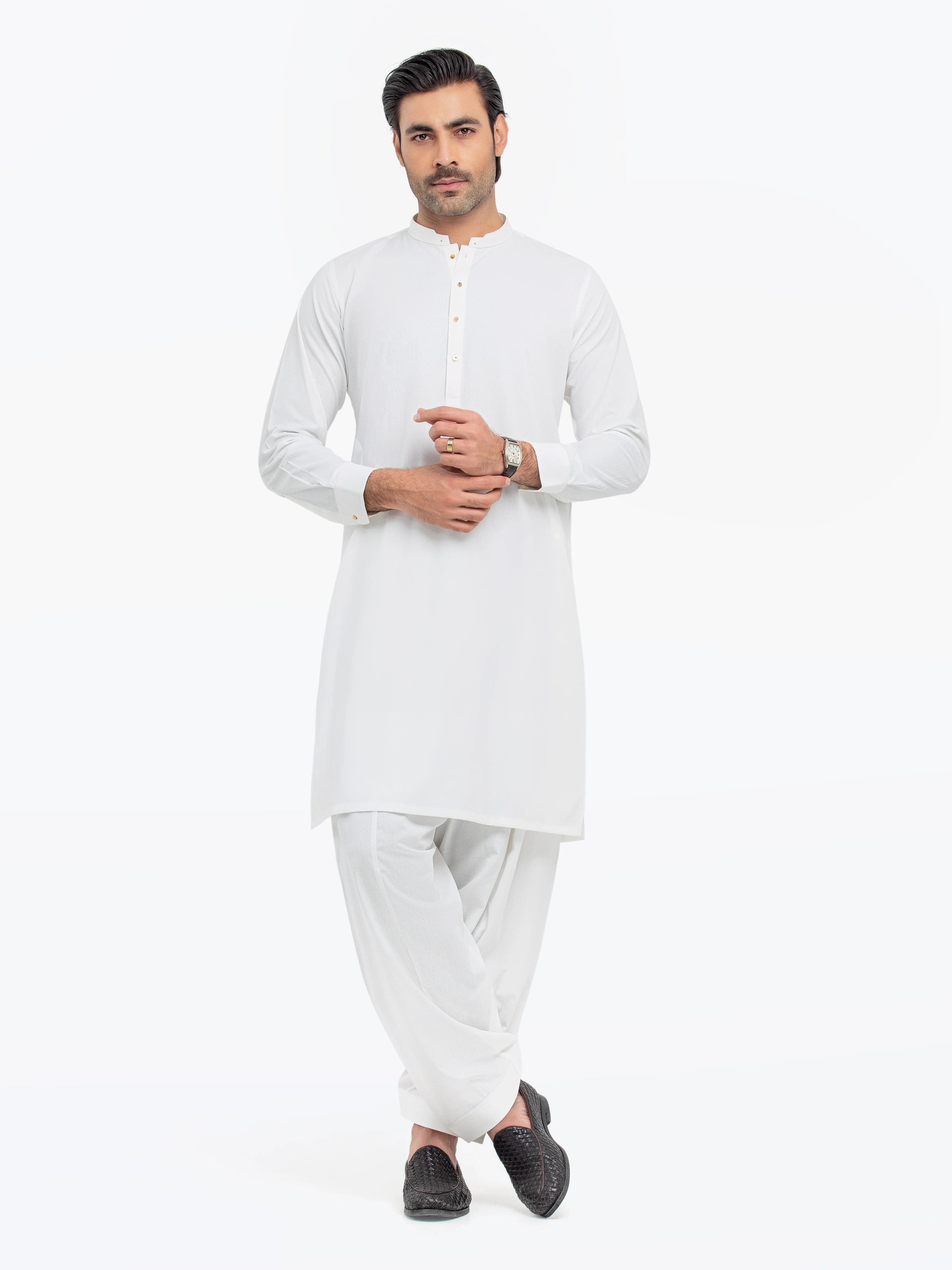 Men's Off White Shalwar Kameez - EMTKST5-99552